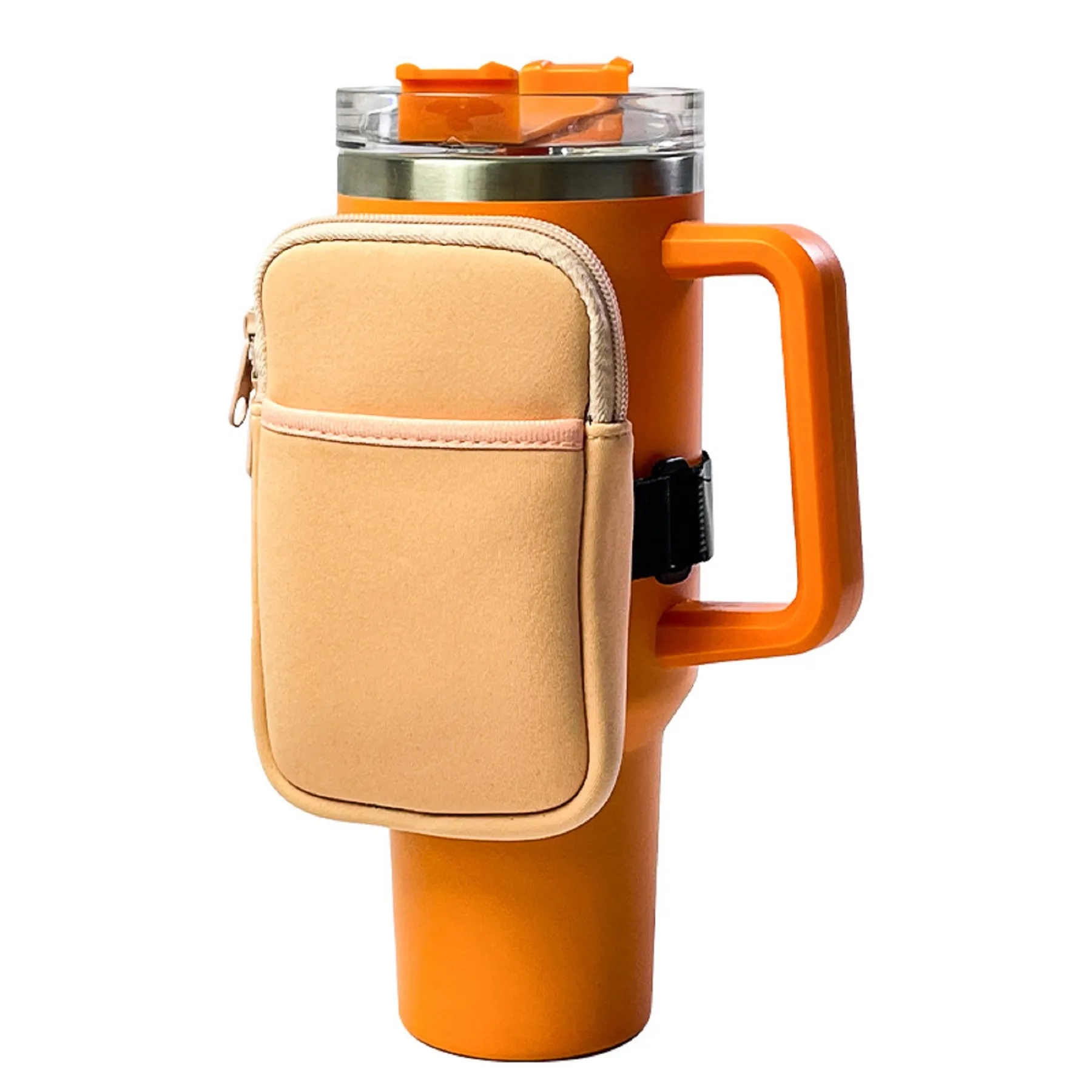 Neoprene 40 Oz Tumbler Arm Bag with Dual Pouch – Phone Holder Accessory for Handle Tumblers 17