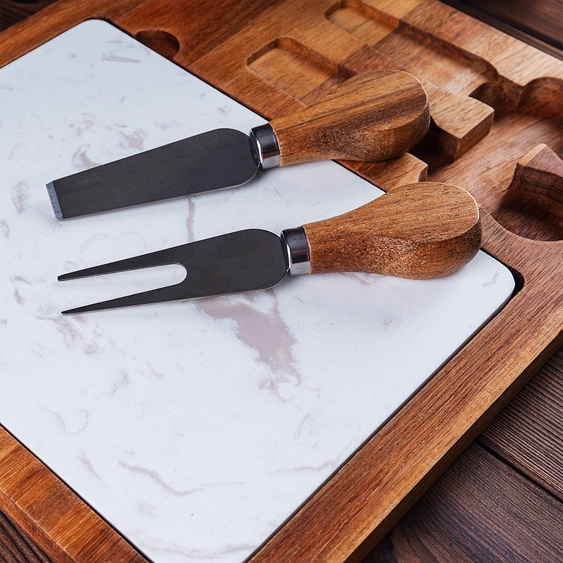 Wooden cheese board cutter set 5