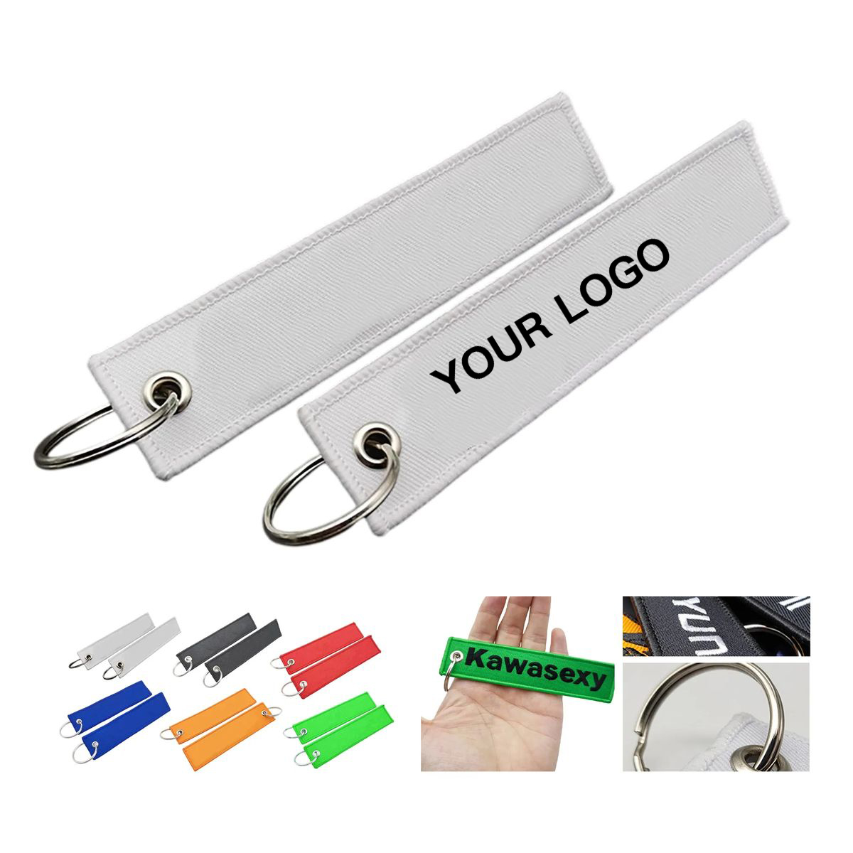 Woven Polyester Keychain Tag with Metal Ring 3