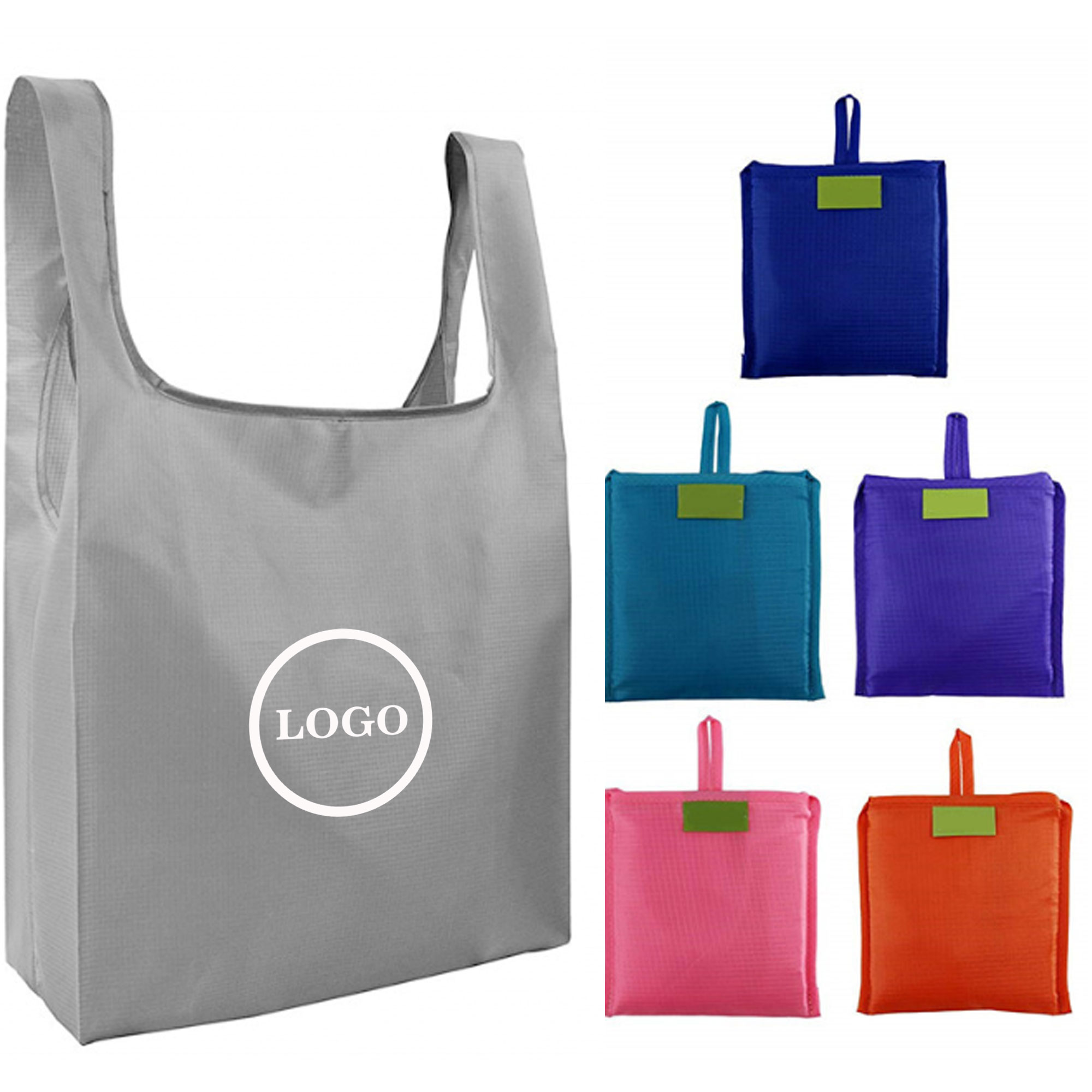 Foldable Reusable Polyester Tote Bag, custom tote bag with logo imprint 2