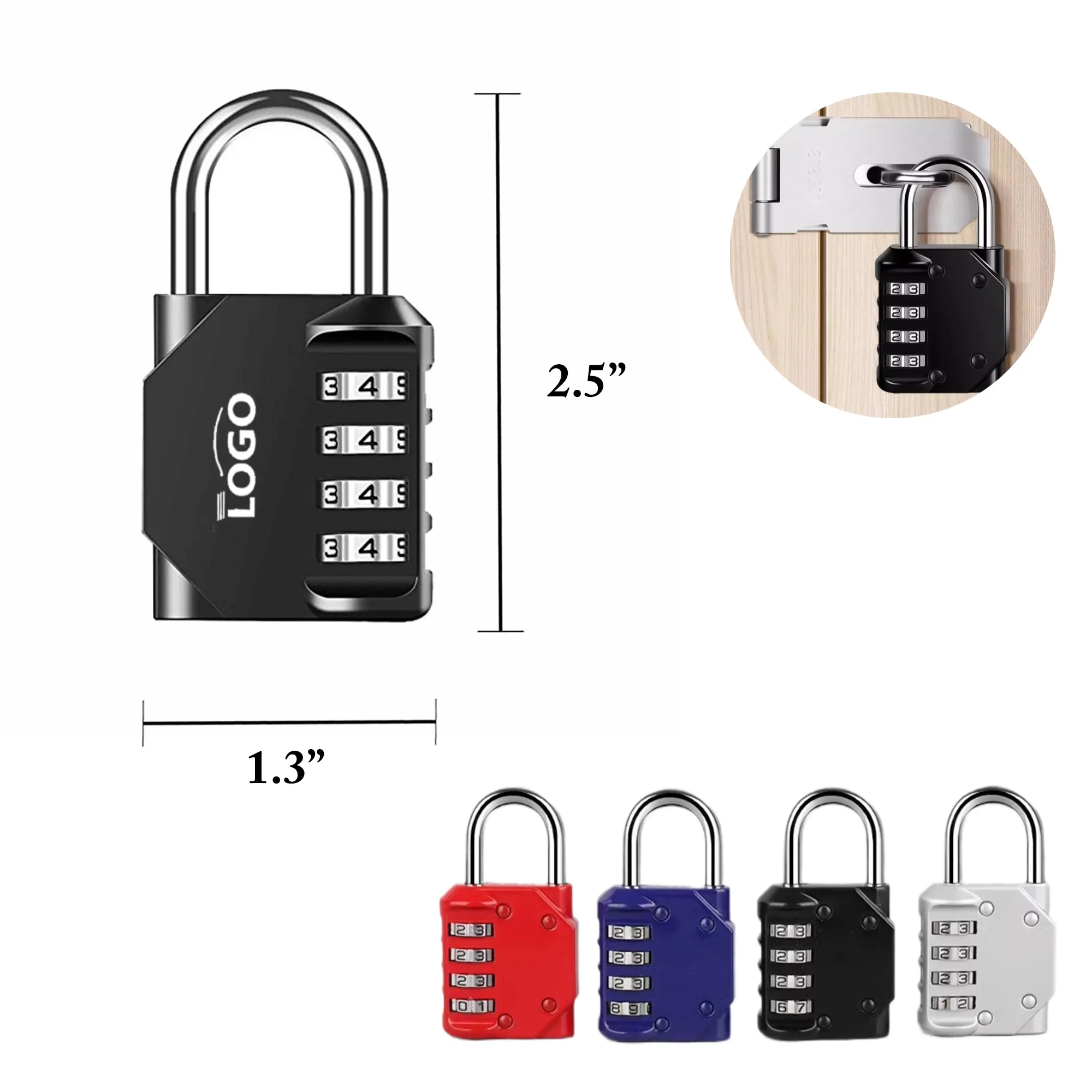 MOQ50 Metal Combination Lock 4 Digit Luggage Security 5