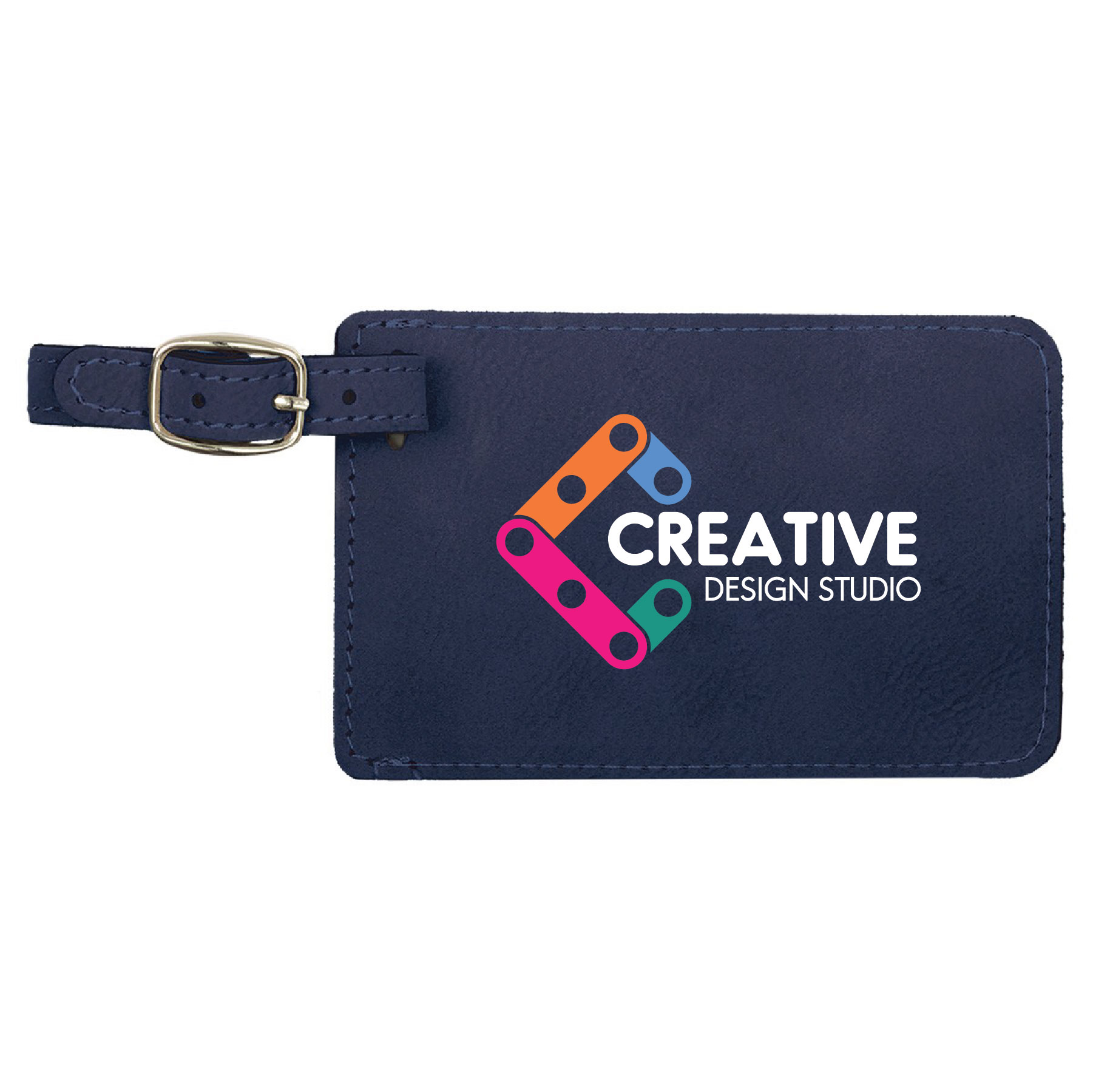 Blue/Black Leatherette Luggage Tag 2