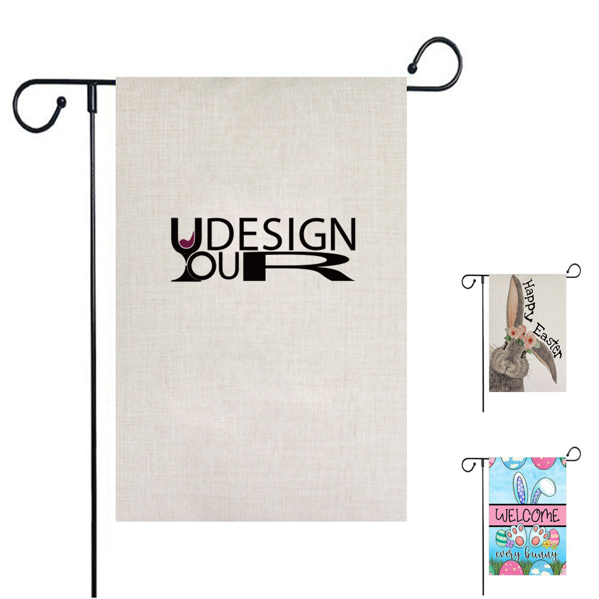MOQ10 Burlap Flags for Outdoor Decoration 2