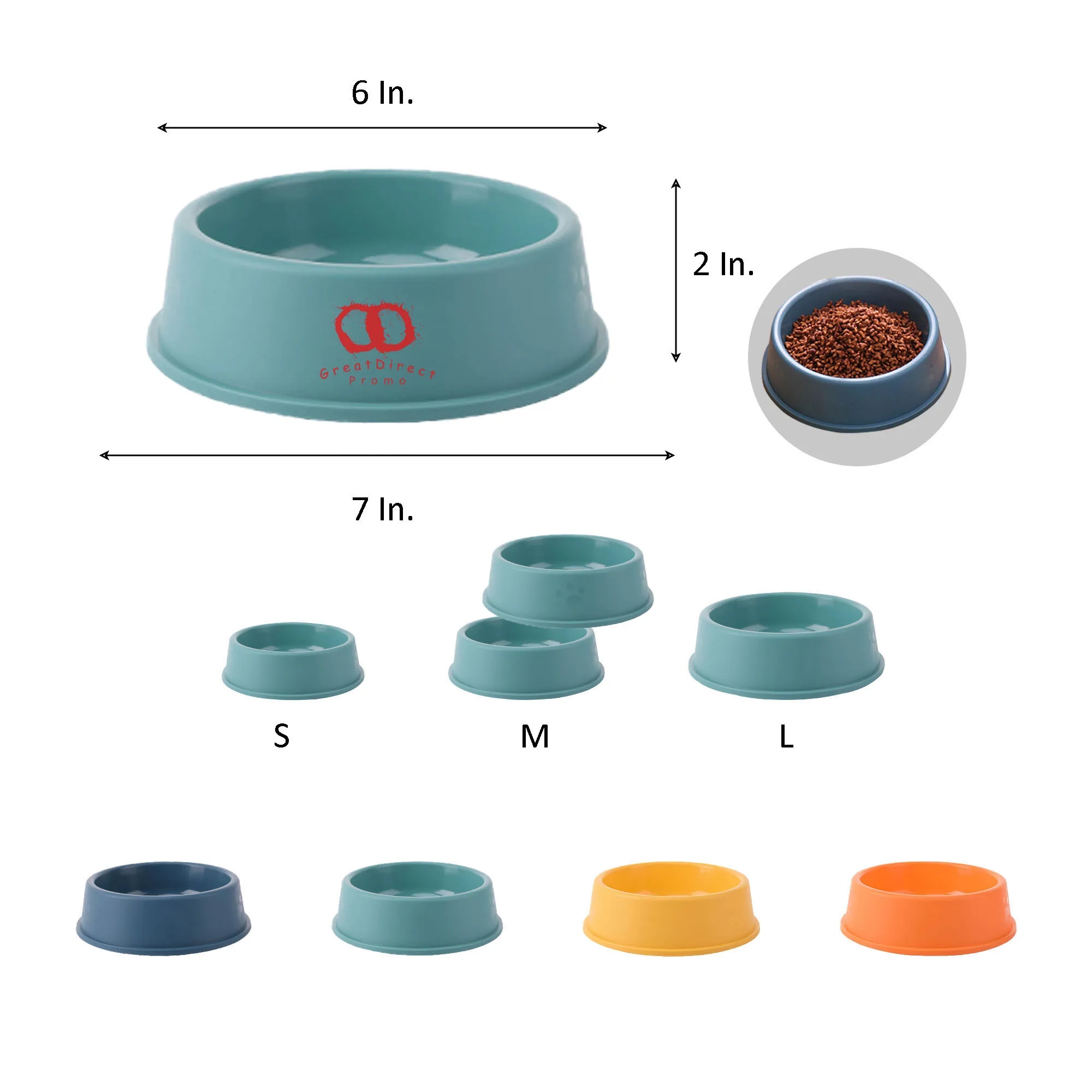 MOQ 50 Outdoor Plastic Dog Bowl 7"L x 6"W x 2"H