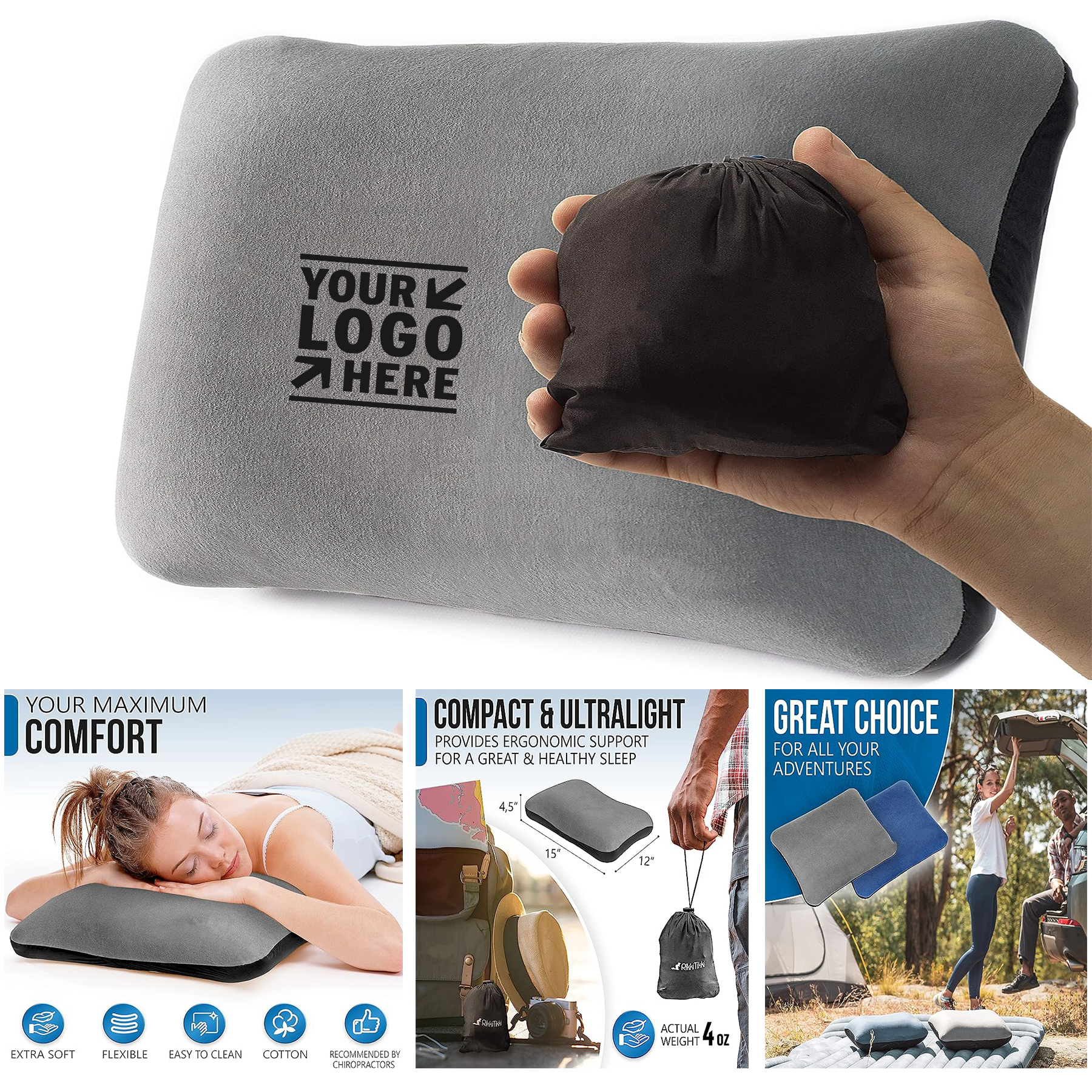 Compressible Lightweight Inflatable Camping Hiking Ultralight Backpacking Pillow 2