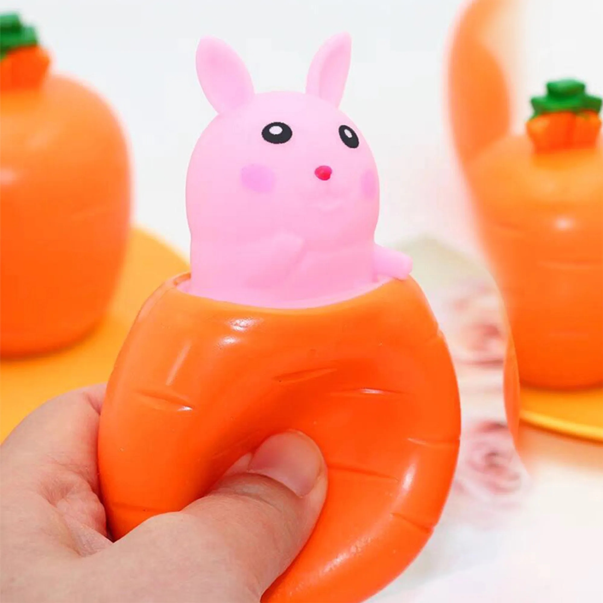 Vinyl Carrot Bunny Squeeze Stress Relief Toy 3
