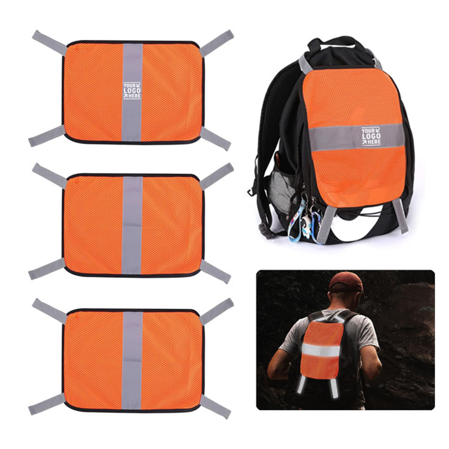 Blaze Orange Safety Hunting Mesh Tent Backpack Cover Panel With Reflective Strip 2