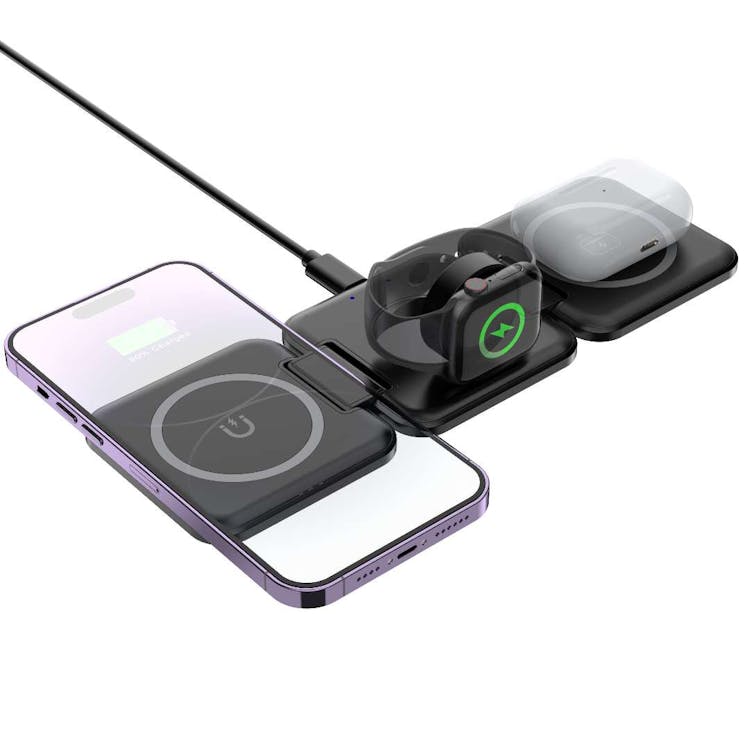 3-in-1 Foldable Wireless Chargers - Black 2