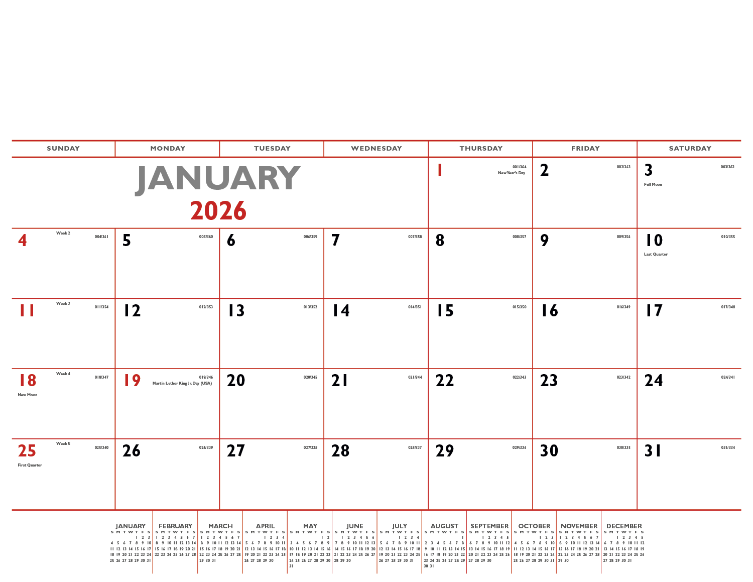 Triumph® Calendars Red & Black Desk Pad