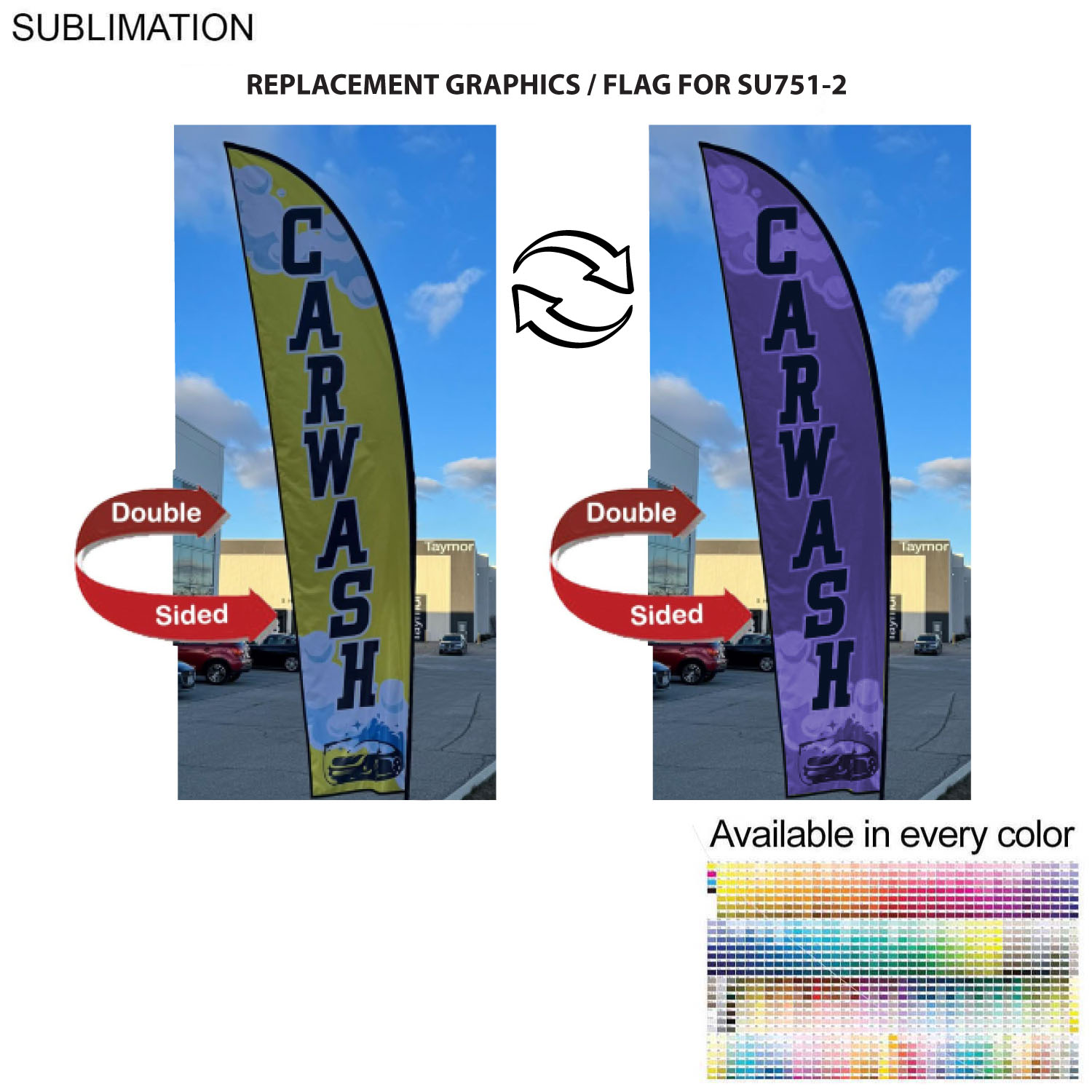 Replacement Flag for 13' Medium Feather Flag Kit, Full Color Graphics Double Sided 2