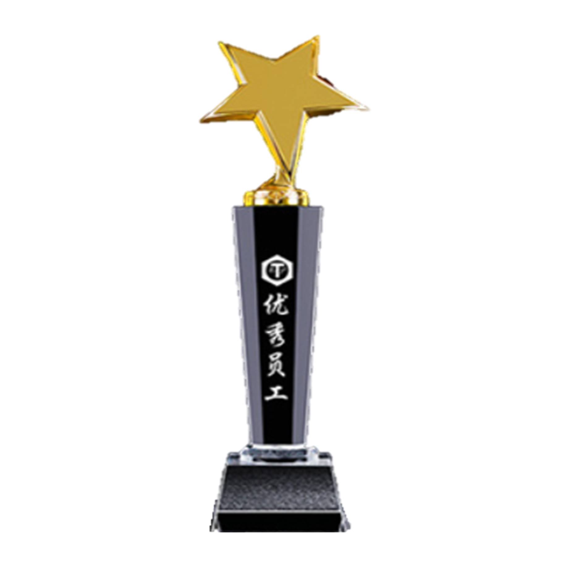 Star Shape Crystal Award With Wooden Base 2