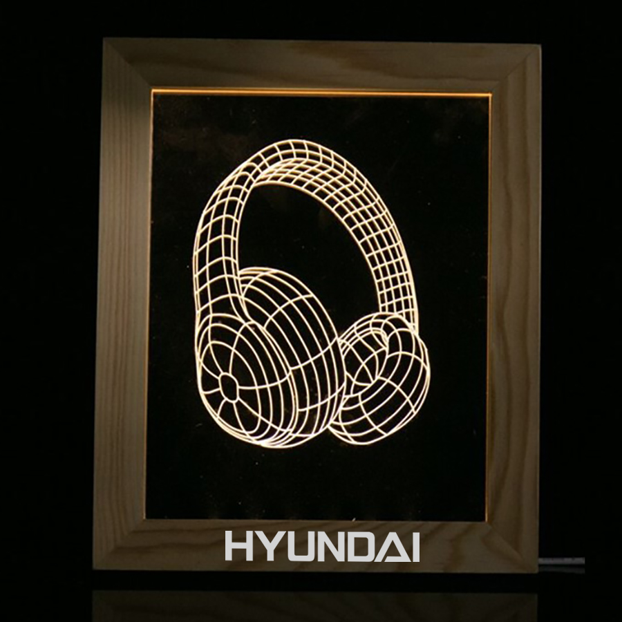 LED 3D Illusion Light In A Wood Picture Frame Personalization Optional 6