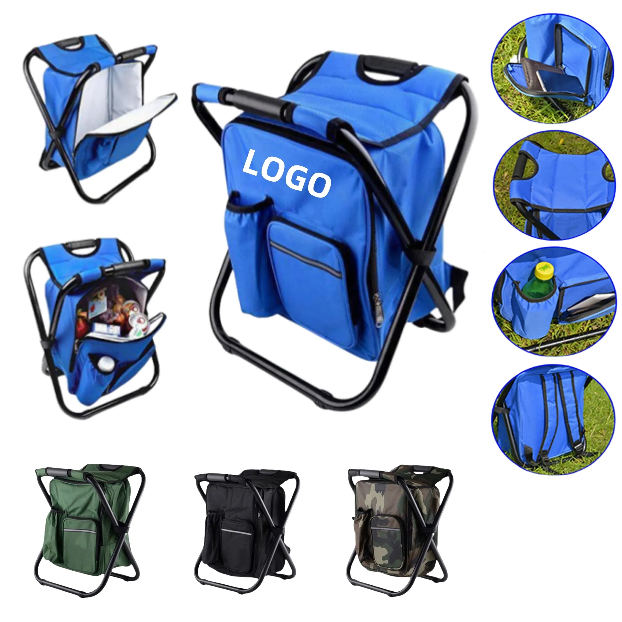 Outdoor Portable Insulated Cooler Camping Folding Stool 3