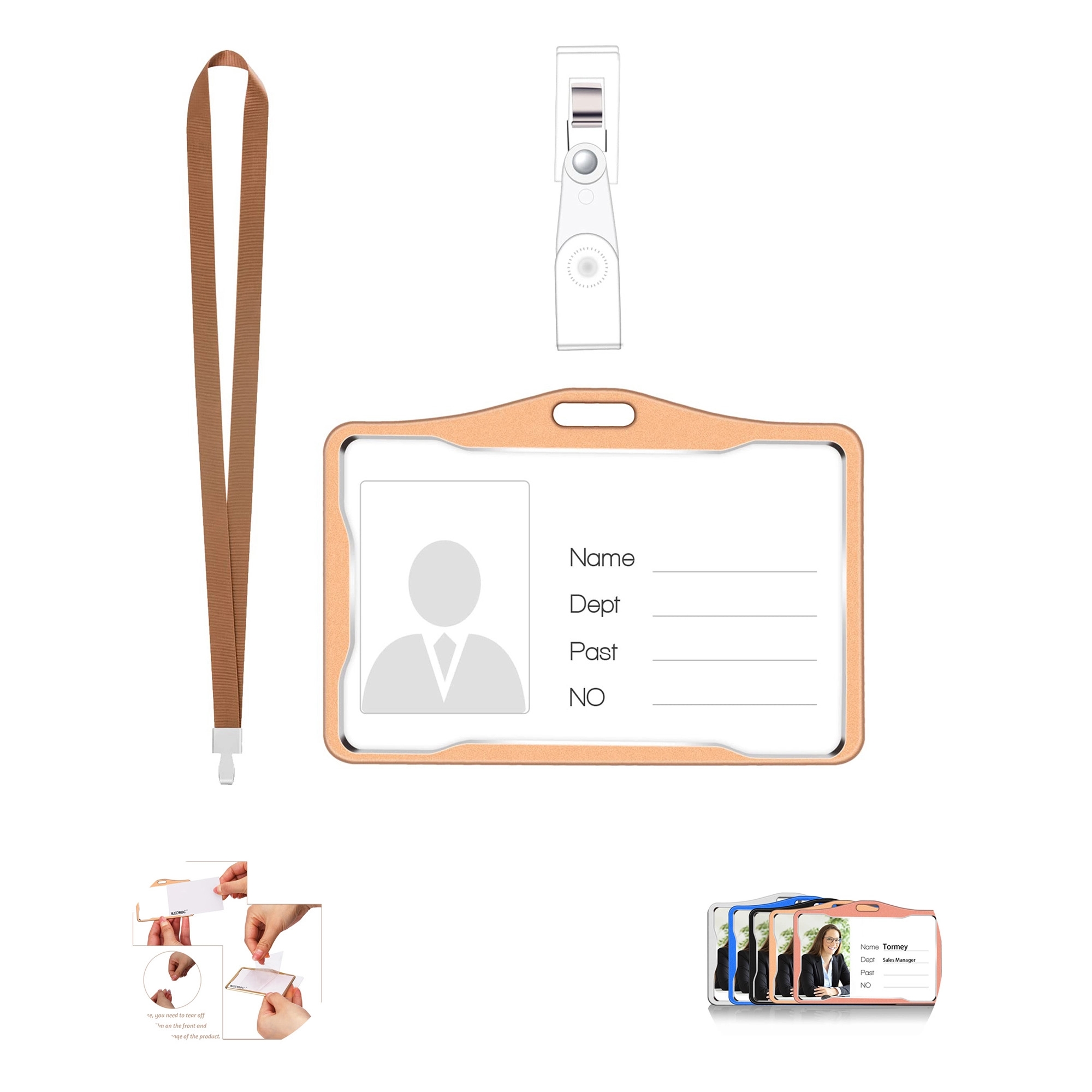 Metal ID Card Badge Holder with Lanyard 2