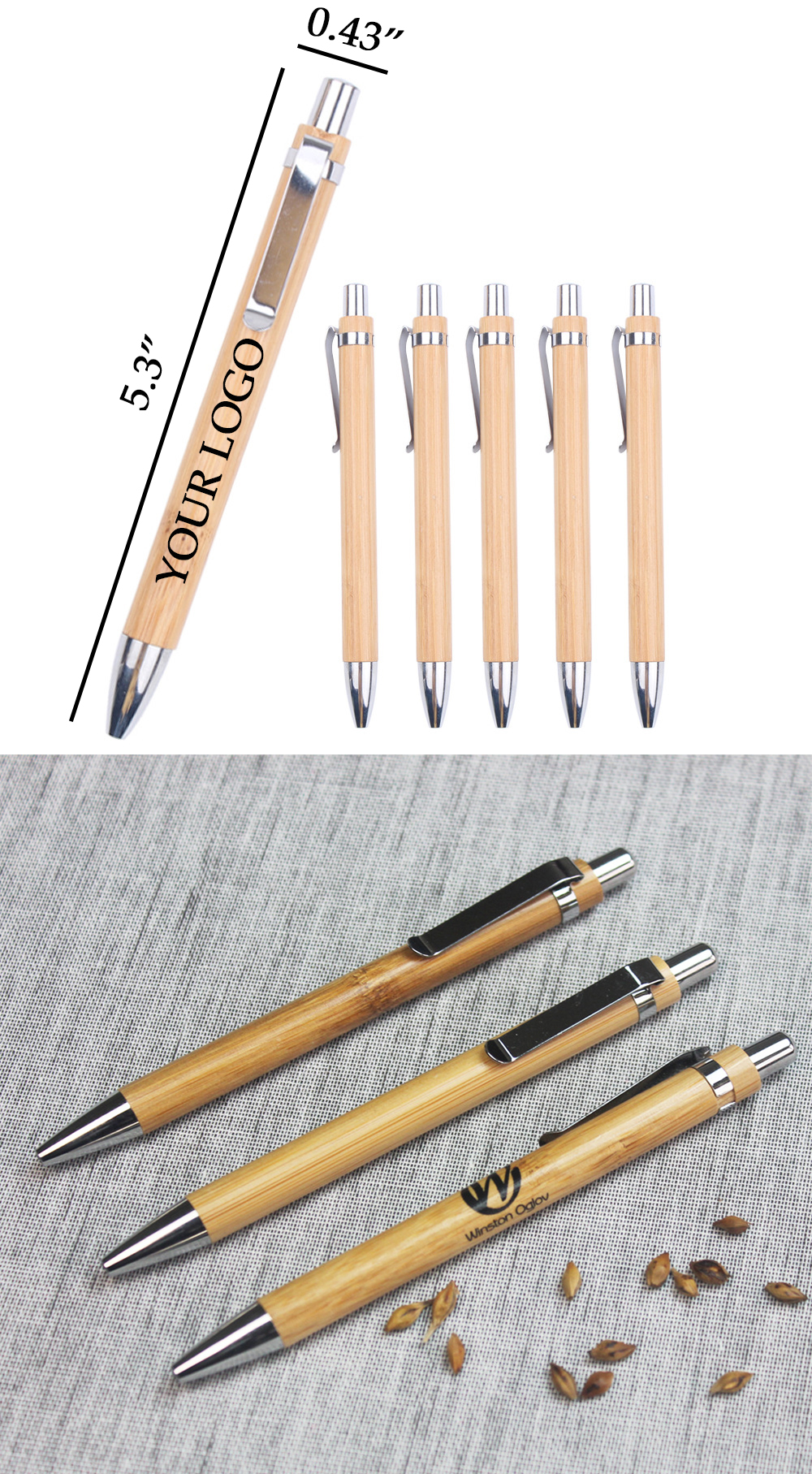 Bamboo Wood Retractable Ballpoint 3