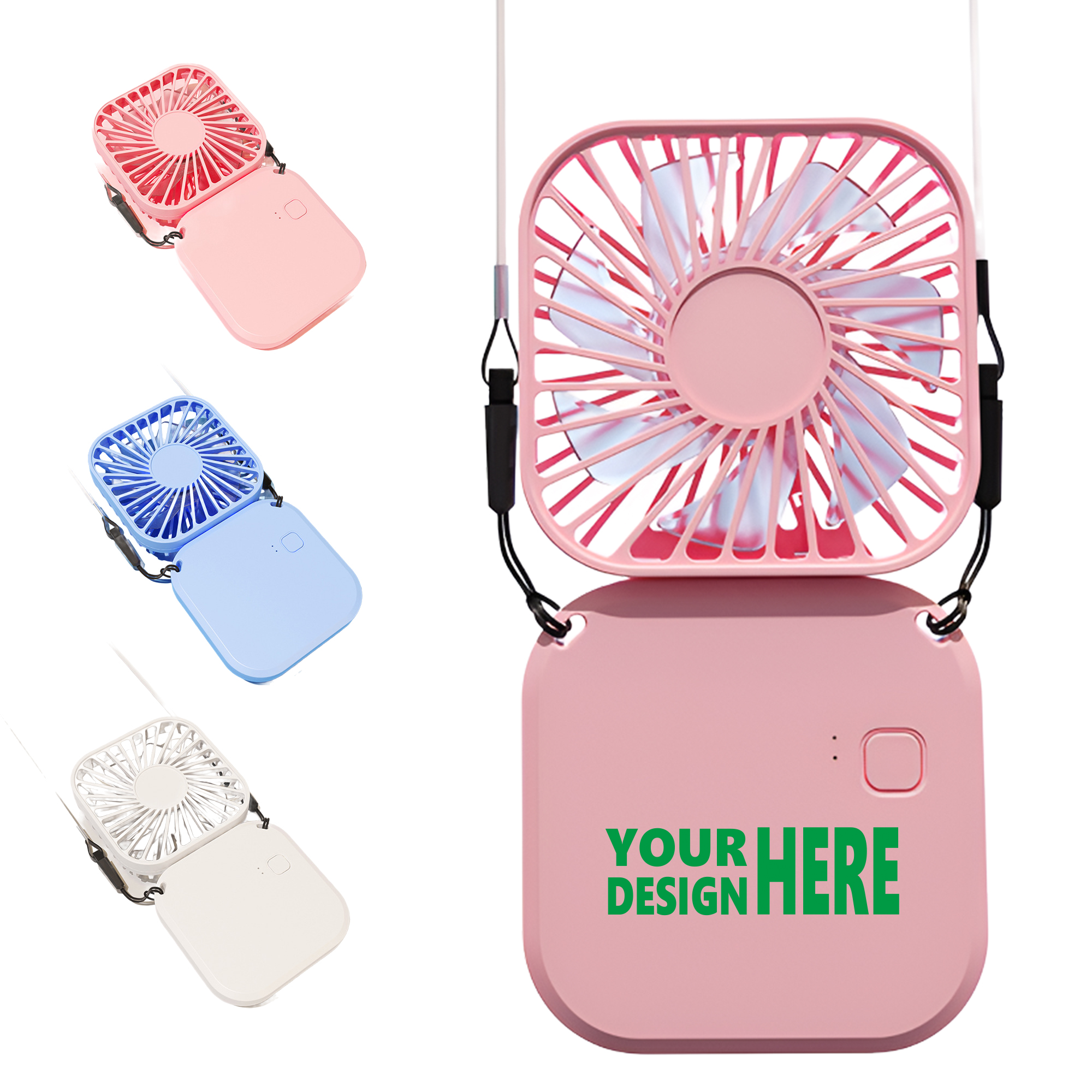 MOQ 50 Portable Neck Hanging Fan USB Rechargeable Handheld Foldable Mini Fan 2