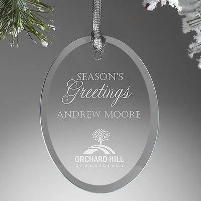 Beveled Oval Clear Glass Ornament 2