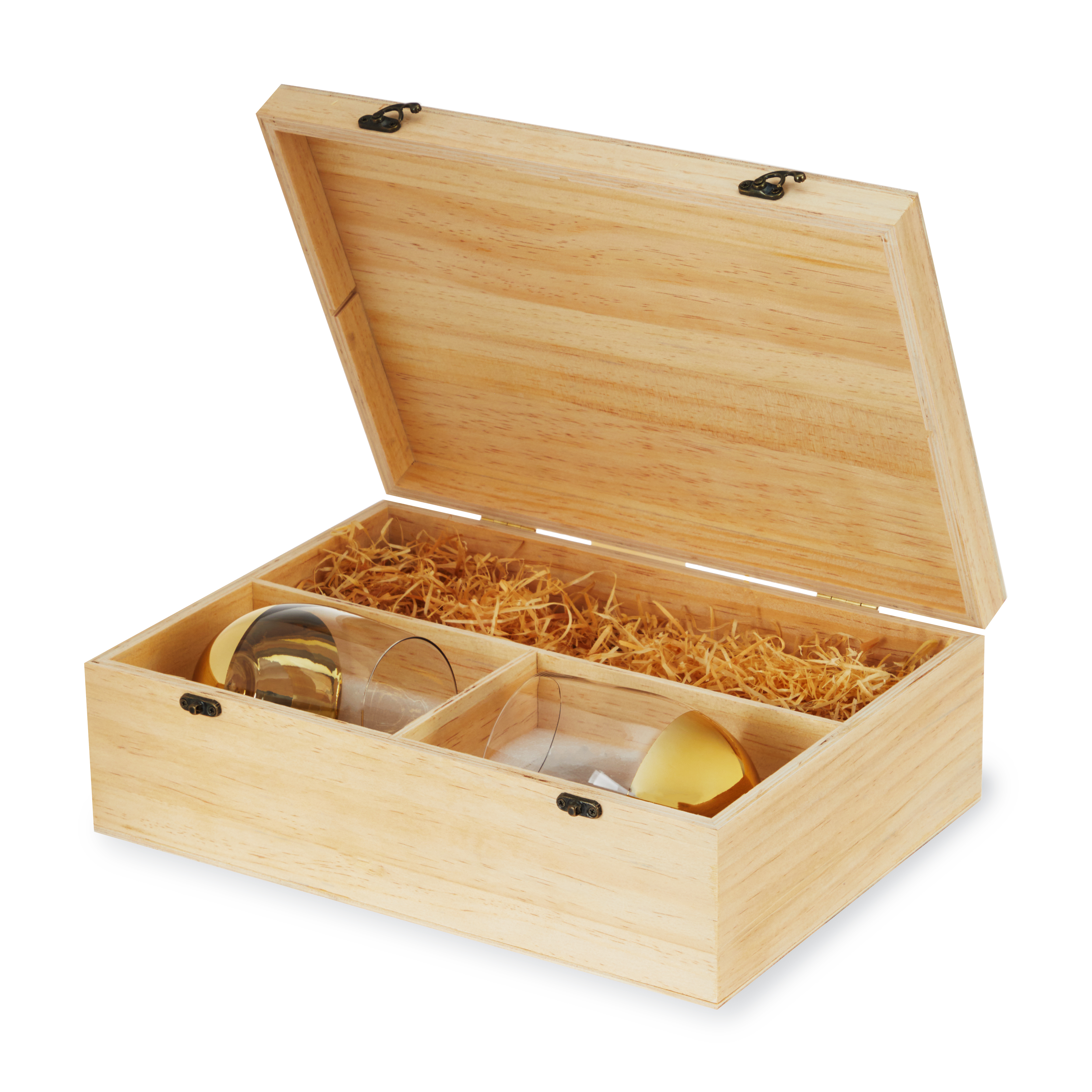 Twine Living® Wood Wine Box and Stemless Glass Set 5
