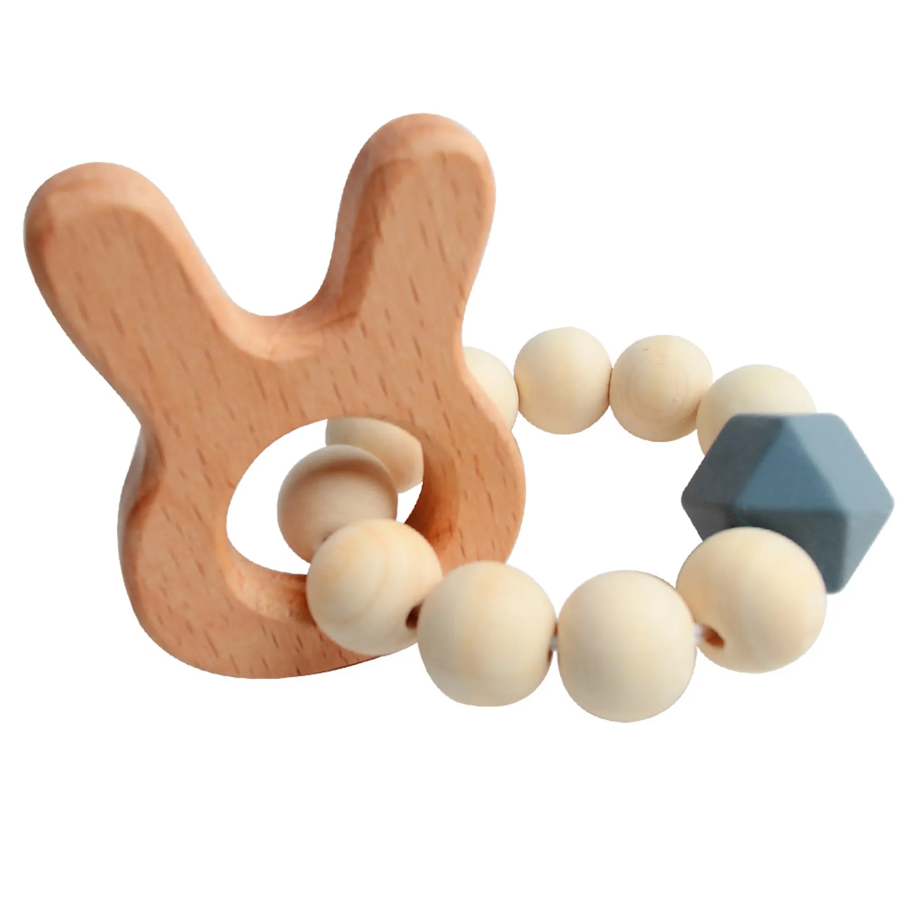 Natural Wood Teething Rattle : 3 M+ 3