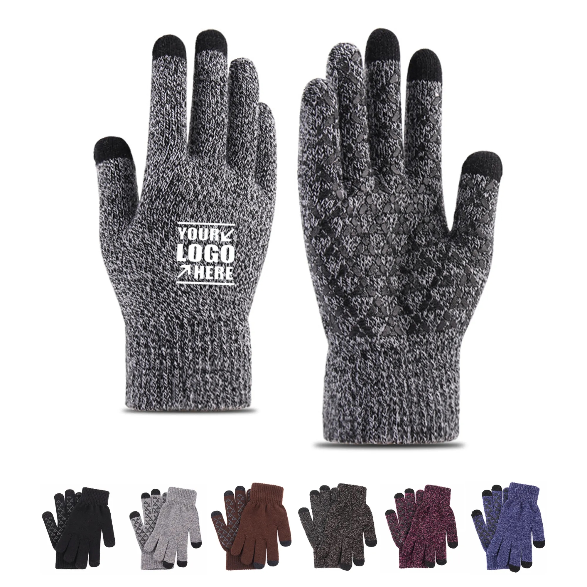 Winter Knit Elastic Anti-slip Gloves for Adults 2
