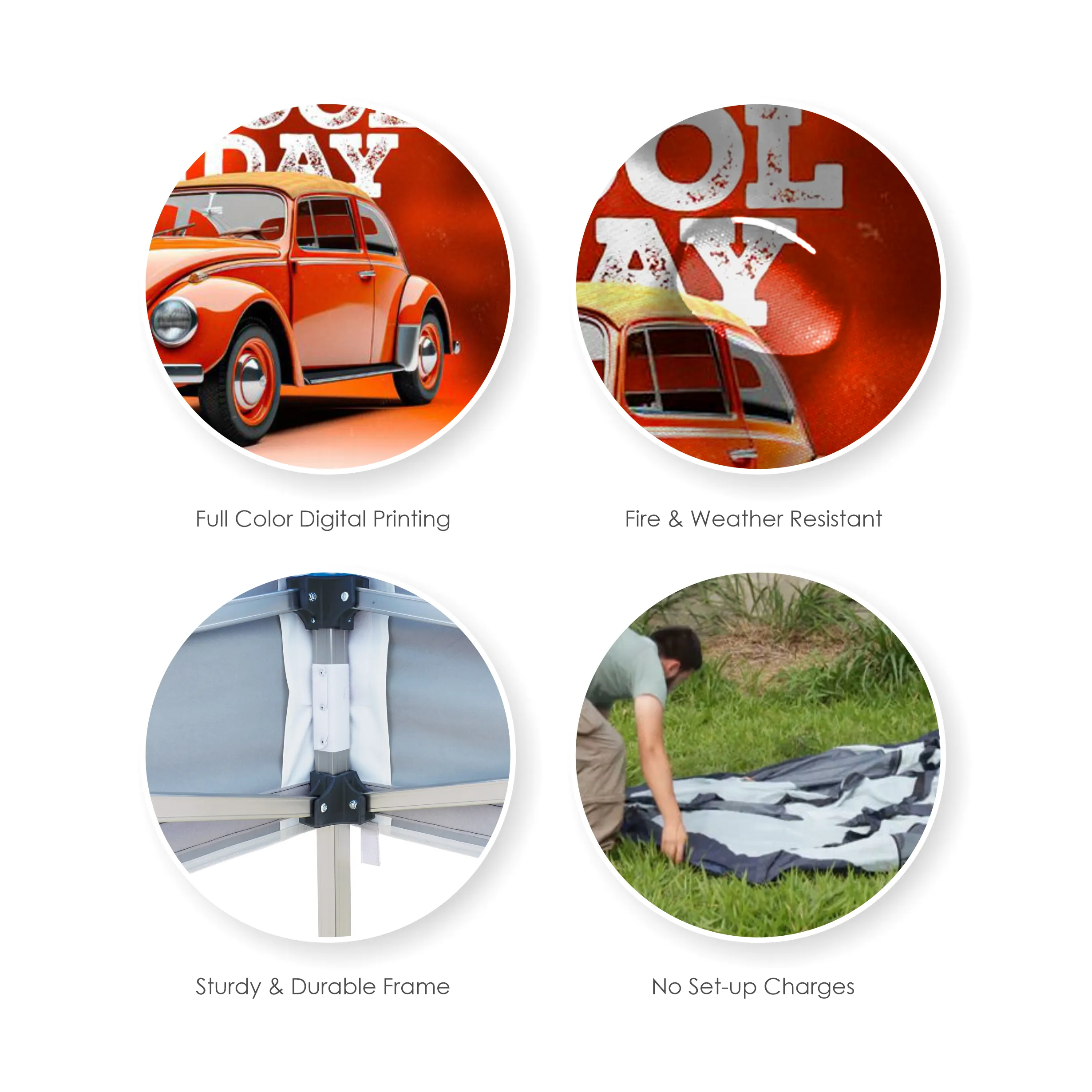 10'x15' Tent Canopy w frame, 2 side full + 1 long half wall 7