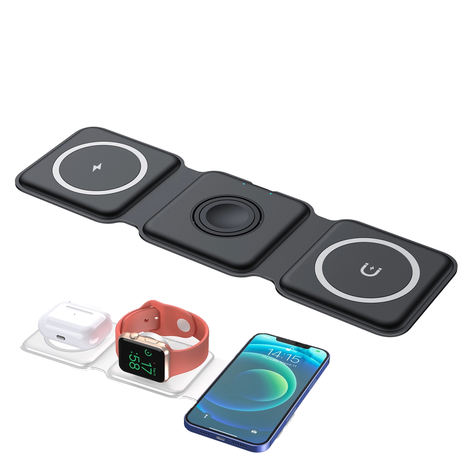 Portable 3 In 1 Magnetic Wireless Charger 4