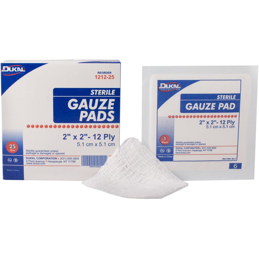 Sterile Gauze Pads - 25 Pack 12-ply 2" x 2" 1