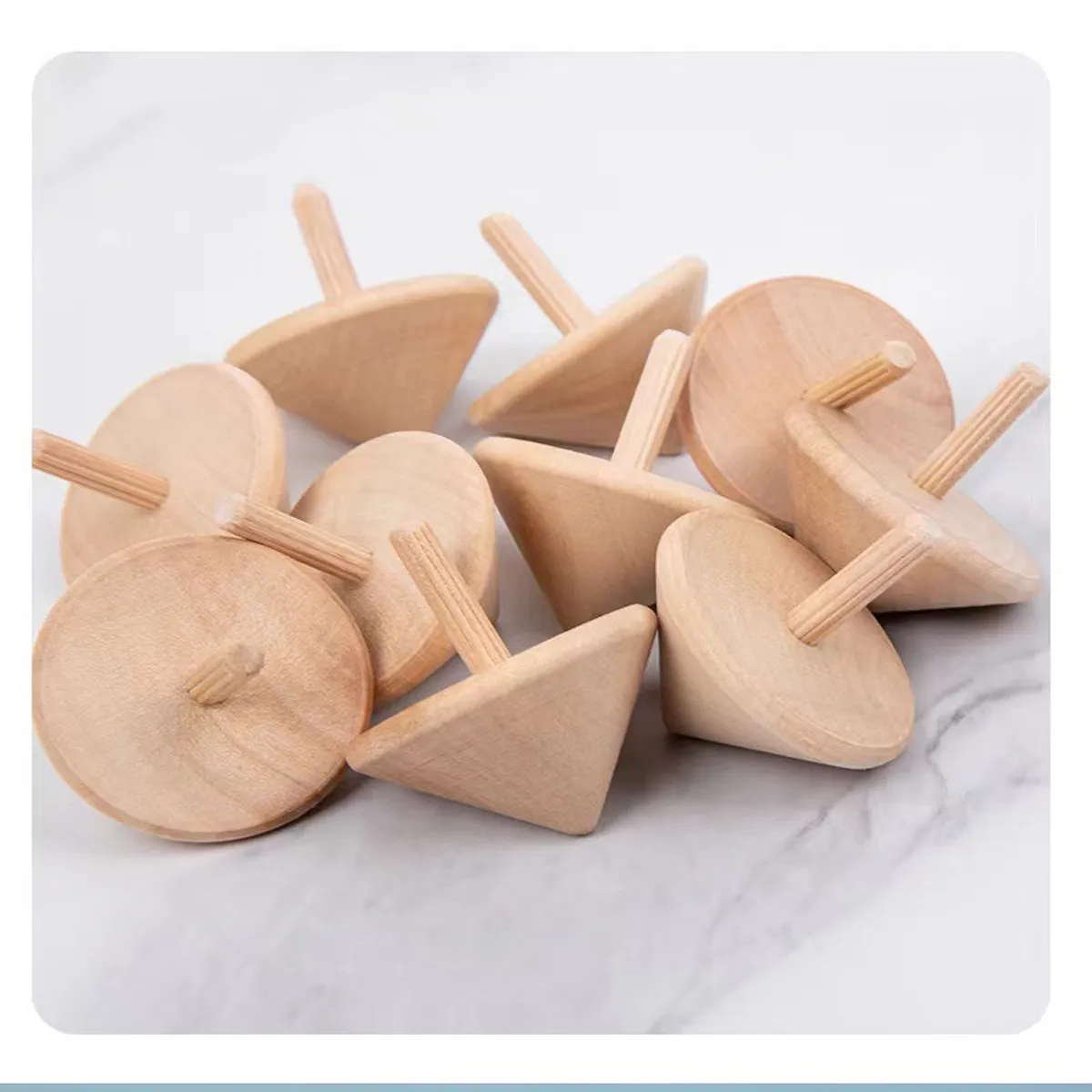 Mini Wooden Classic Spin Tops Toys 5