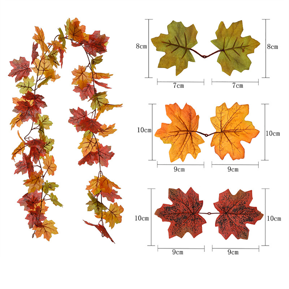 Thanksgiving Halloween Artificial Maple Leaf Rattan Hoop 3