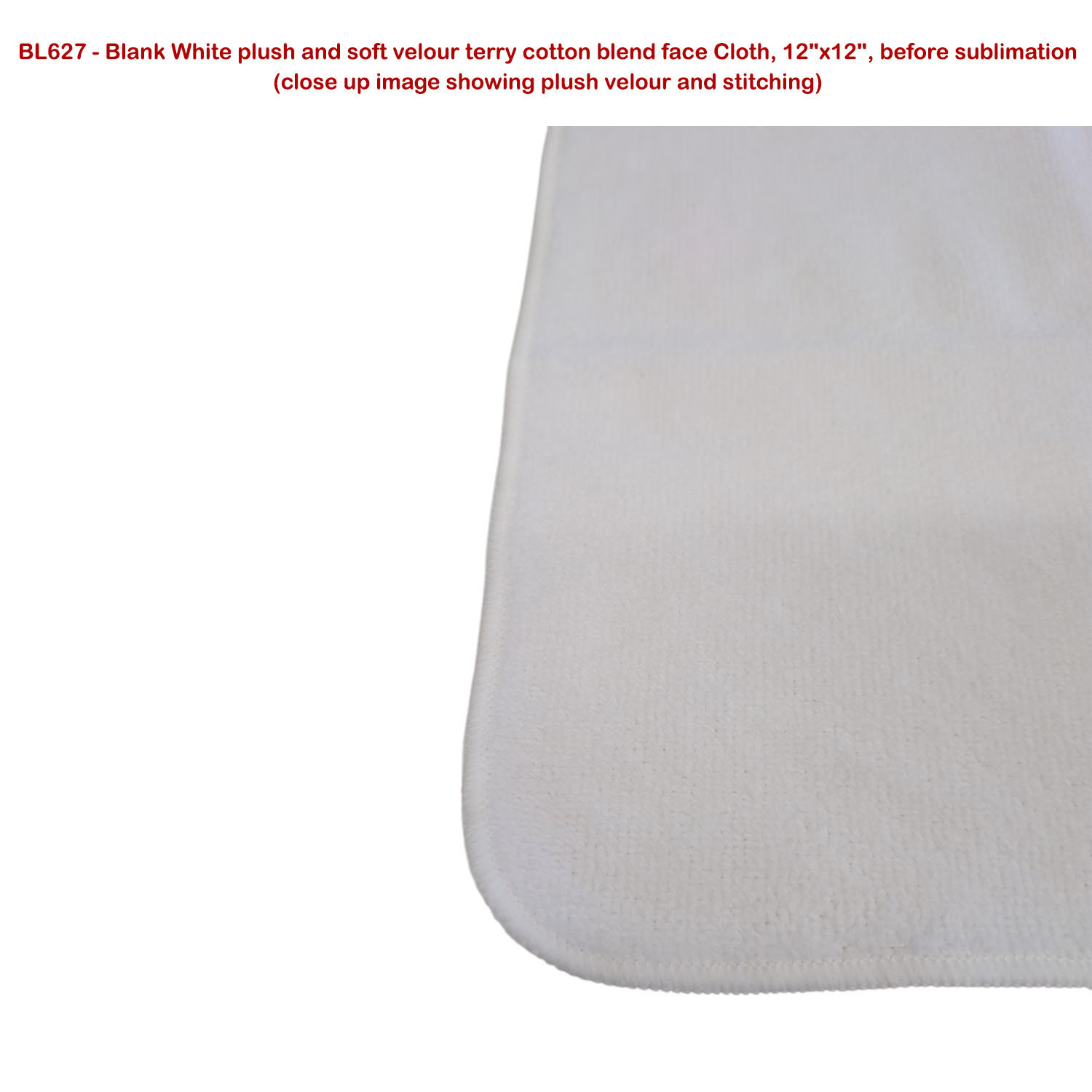 24 Hr Express Ship - Plush and Soft Velour Terry Cotton Blend Face Cloth, 12x12, Sublimated 8