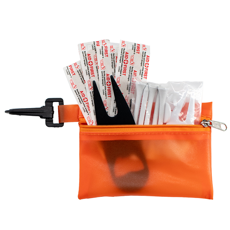 "FAIRWAY 12" 12 Piece Healthy Living Sun Kit Components inserted into Translucent Zipper Pack with C 5