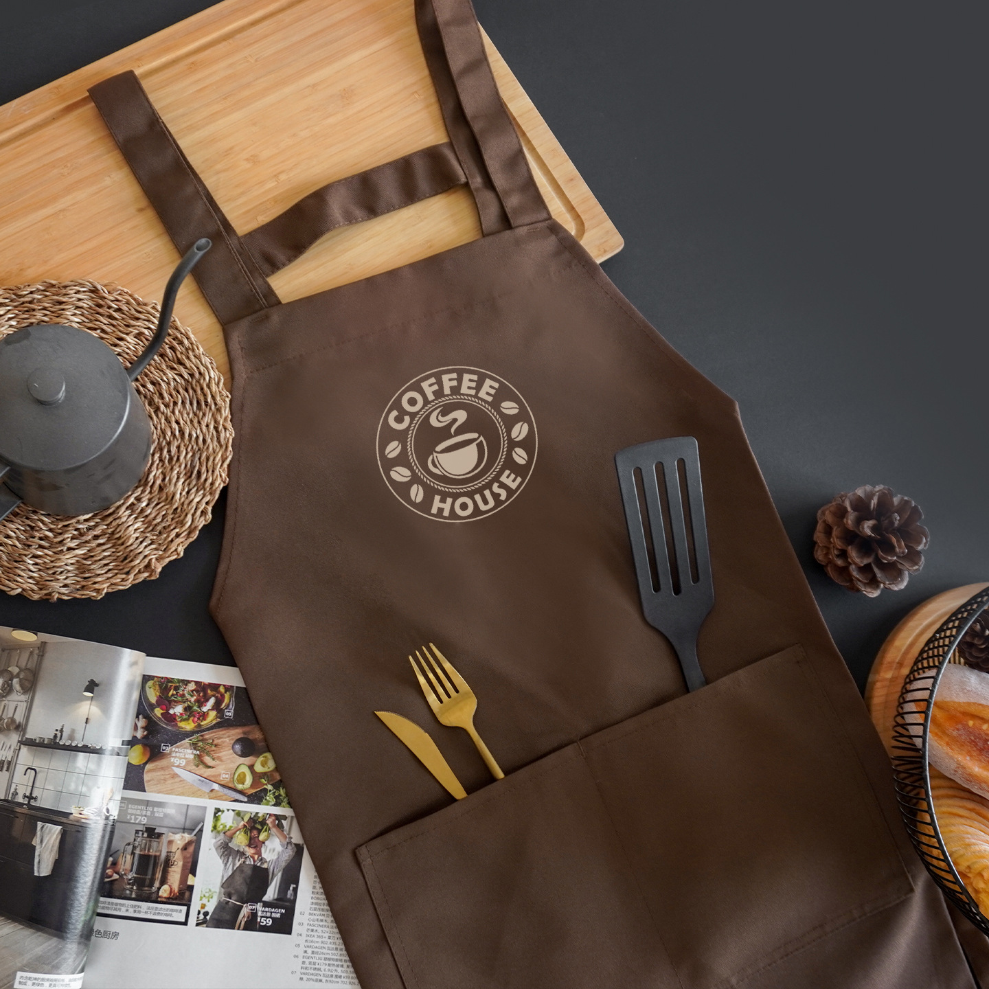 The apron is custom-made to be waterproof and oil-proof 5