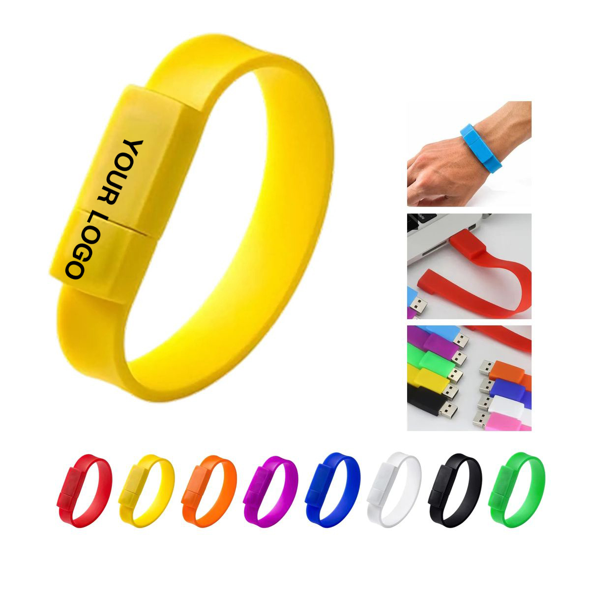 Lightweight Silicone USB Wristband with Metal Clip 18