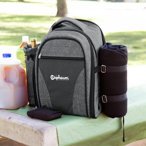 Wine & Picnic Cooler Backpack for Four + Fleece Blanket 2
