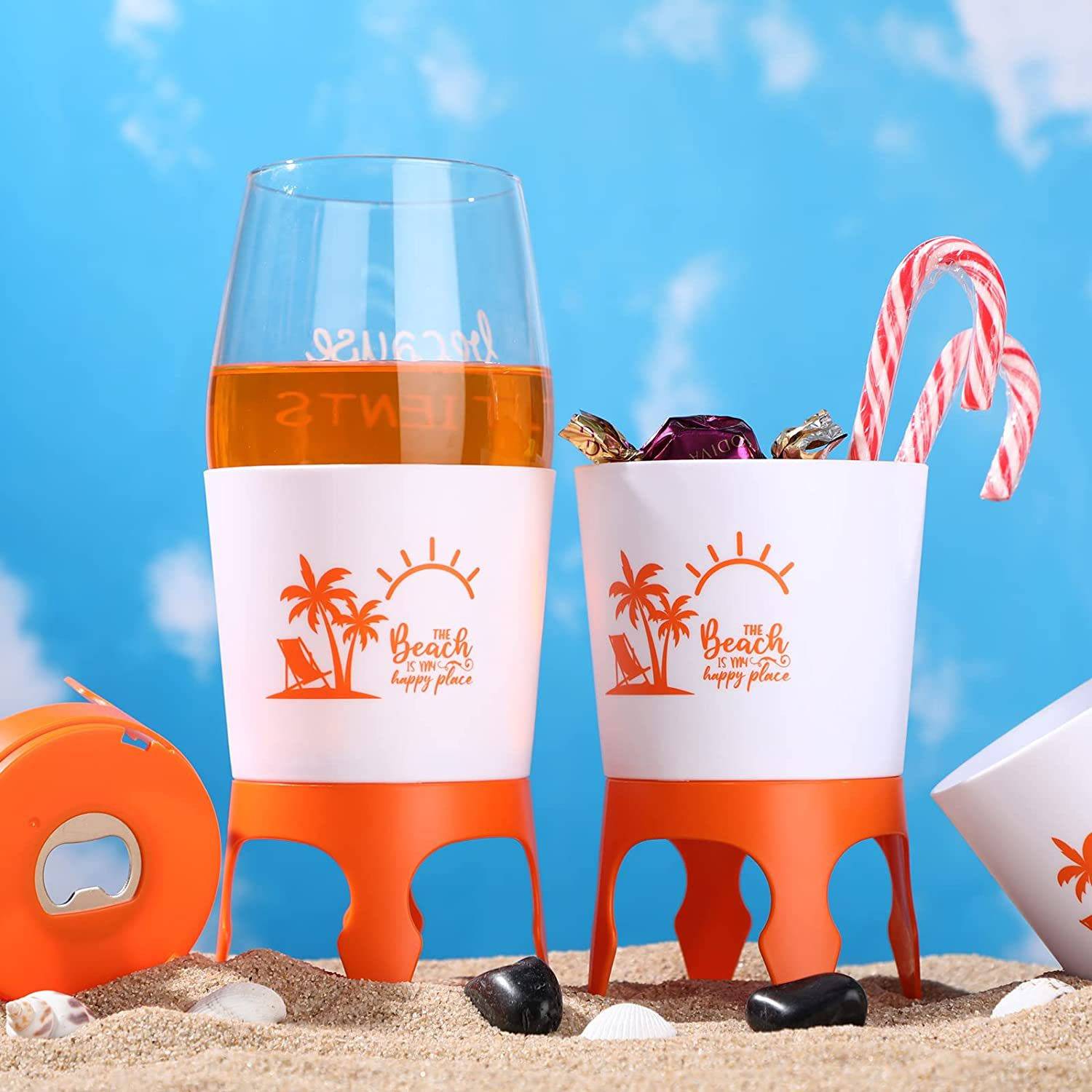 Plastic Beach Drink Cup Holder w/ Opener 6