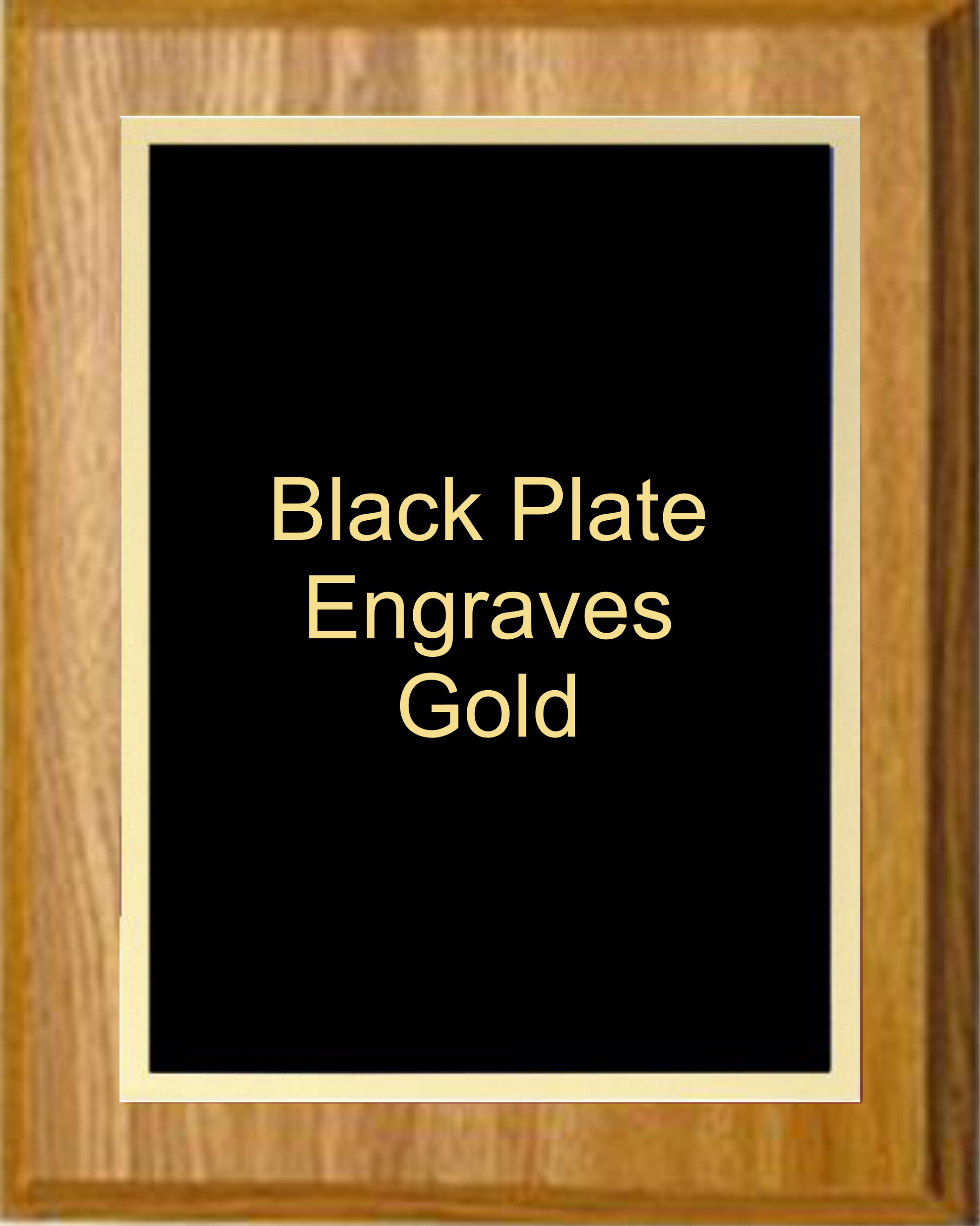 5" x 7" Oak Finish Plaque with a Gold Border Black Simplicity Plaque Plate 2
