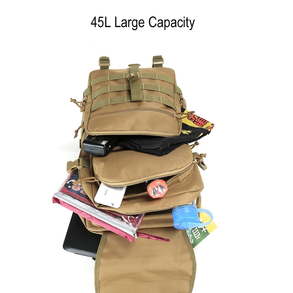 Outdoor Expandable 45L Backpack Military Tactical Hiking 5