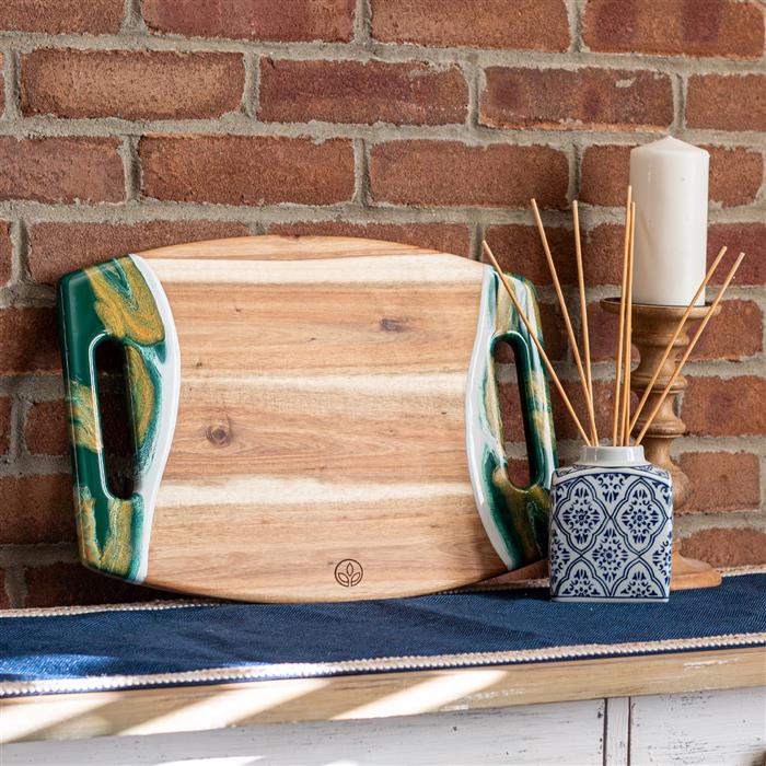 XL Curved Acacia Board With 2 Handles 35