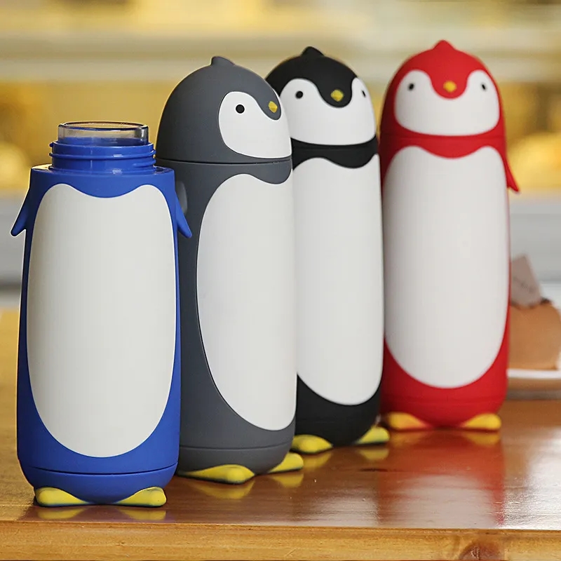 Cute Penguin portable double insulated glass cup 3