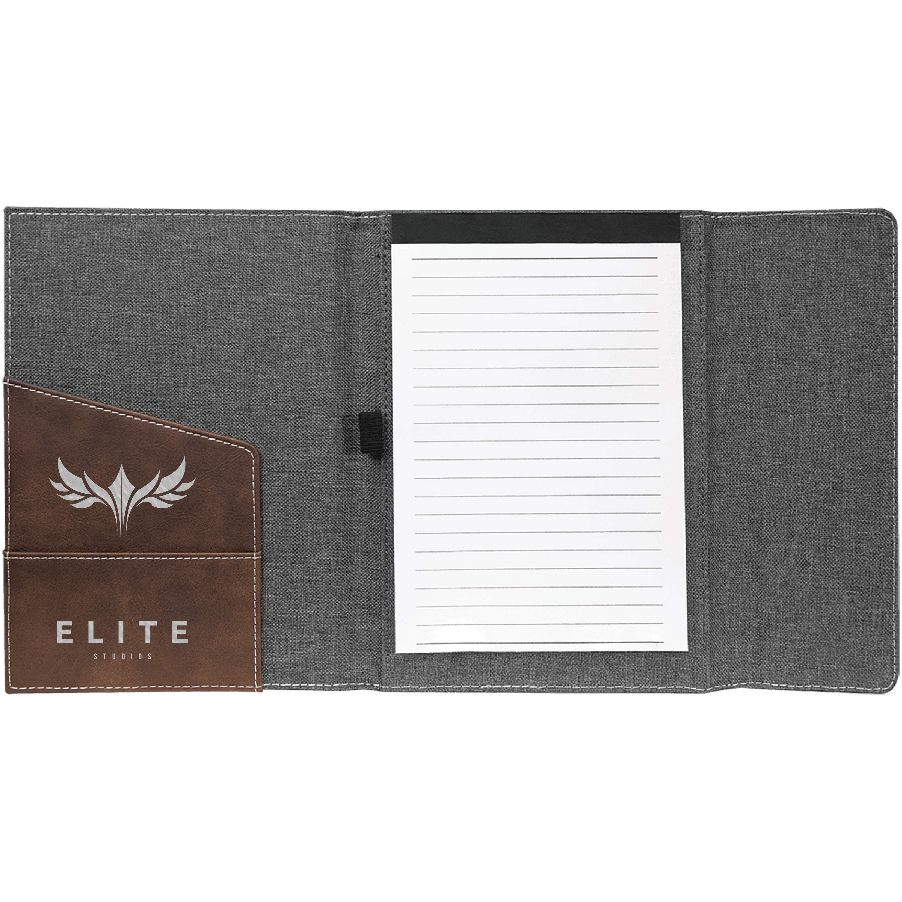 7" x 9" Rustic & Silver Leatherette & Gray Canvas Portfolio 7
