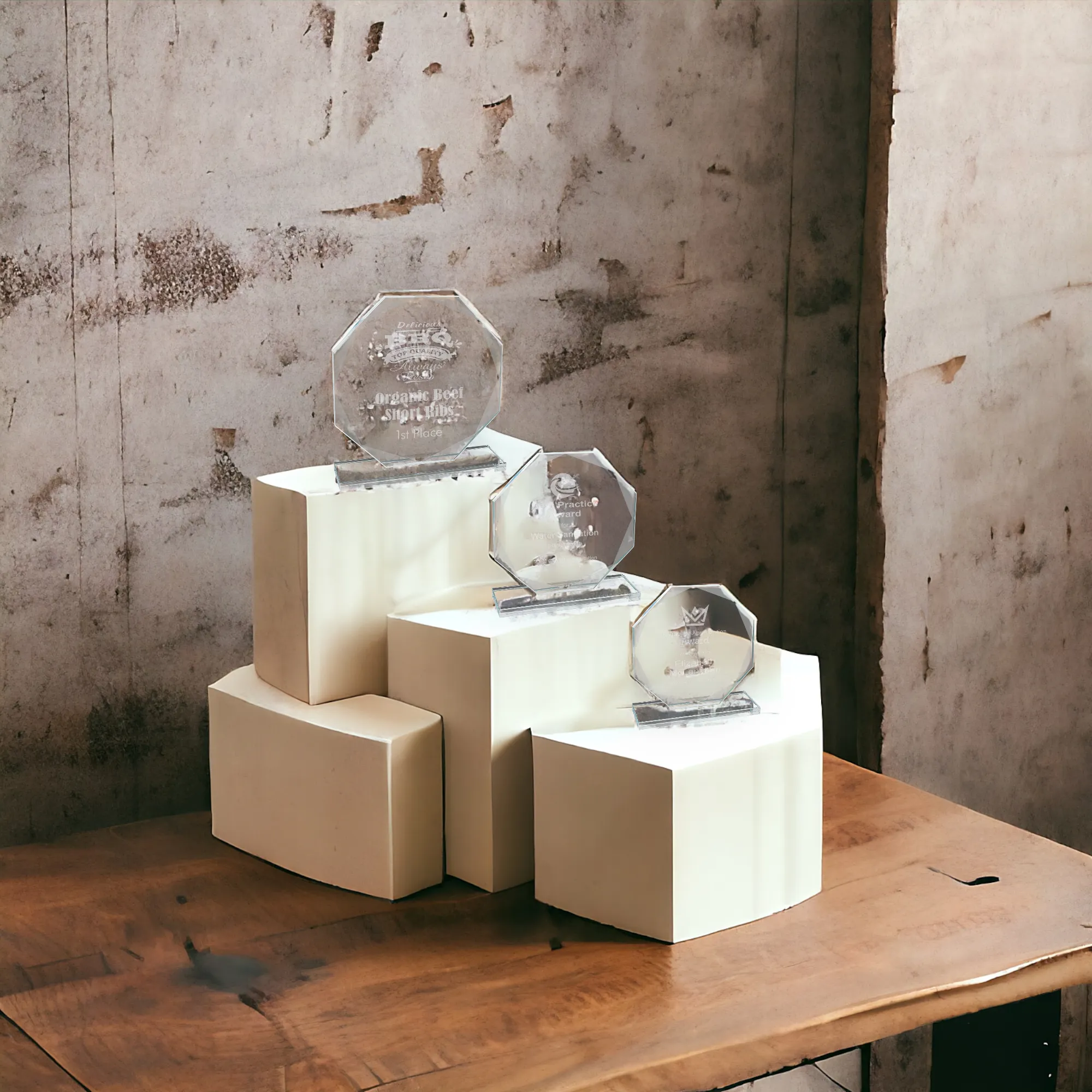 Octagon Clear Glass Award 6