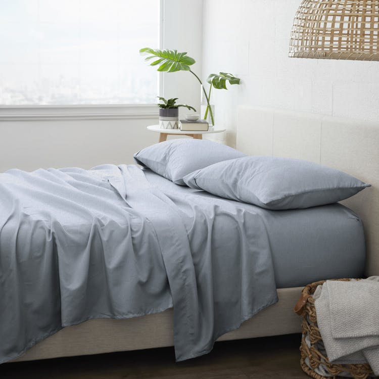 Flannel Bed Sheets - Light Navy King 4 Set
