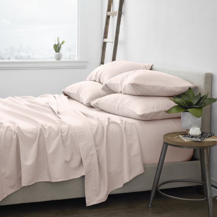 Luxury Bed Sheets - Solid Blush Queen 6 Set 2