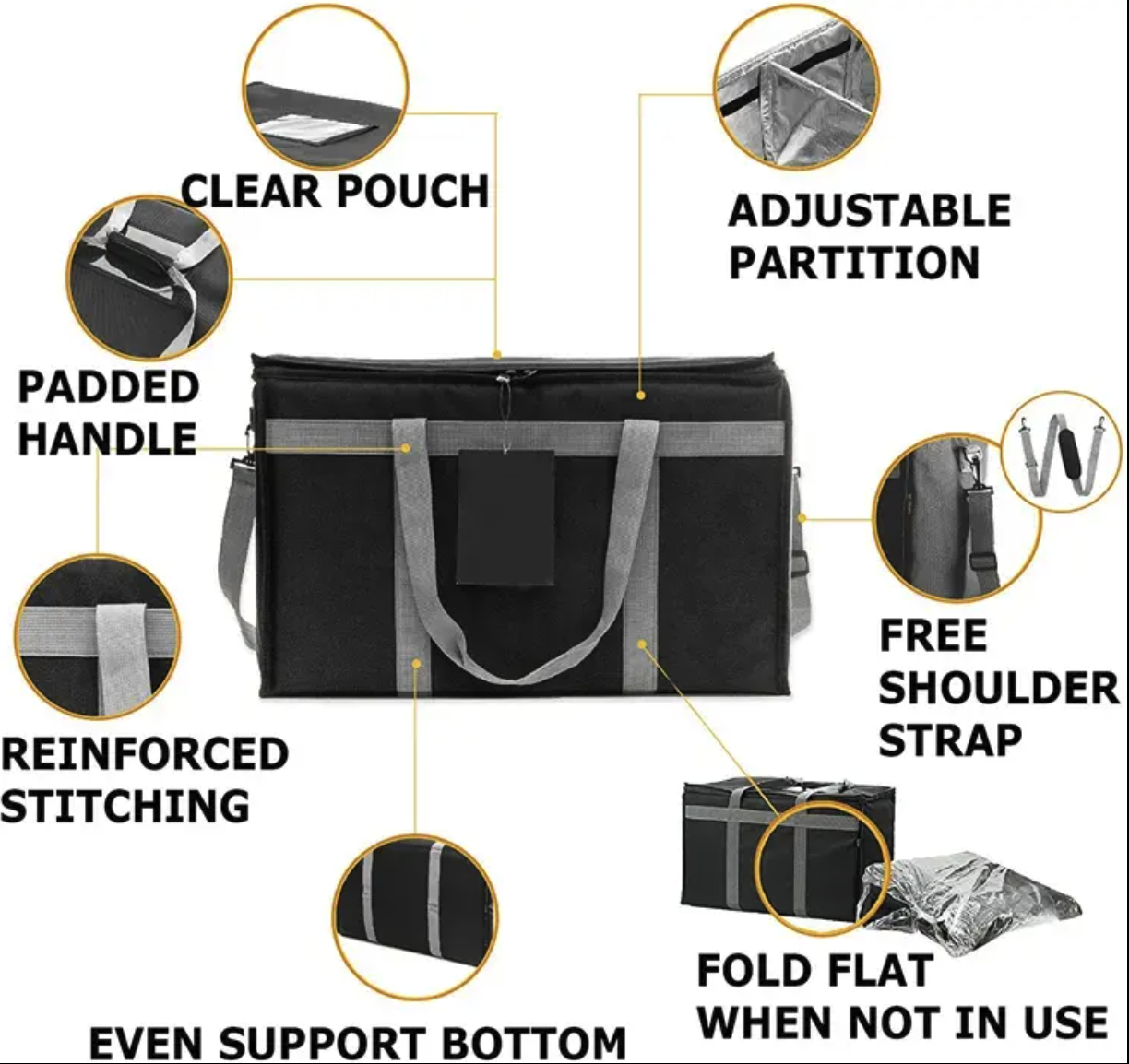 Large Insulated Grocery Delivery Box Waterproof Food Warmer Organizer Food Carrying Case 2