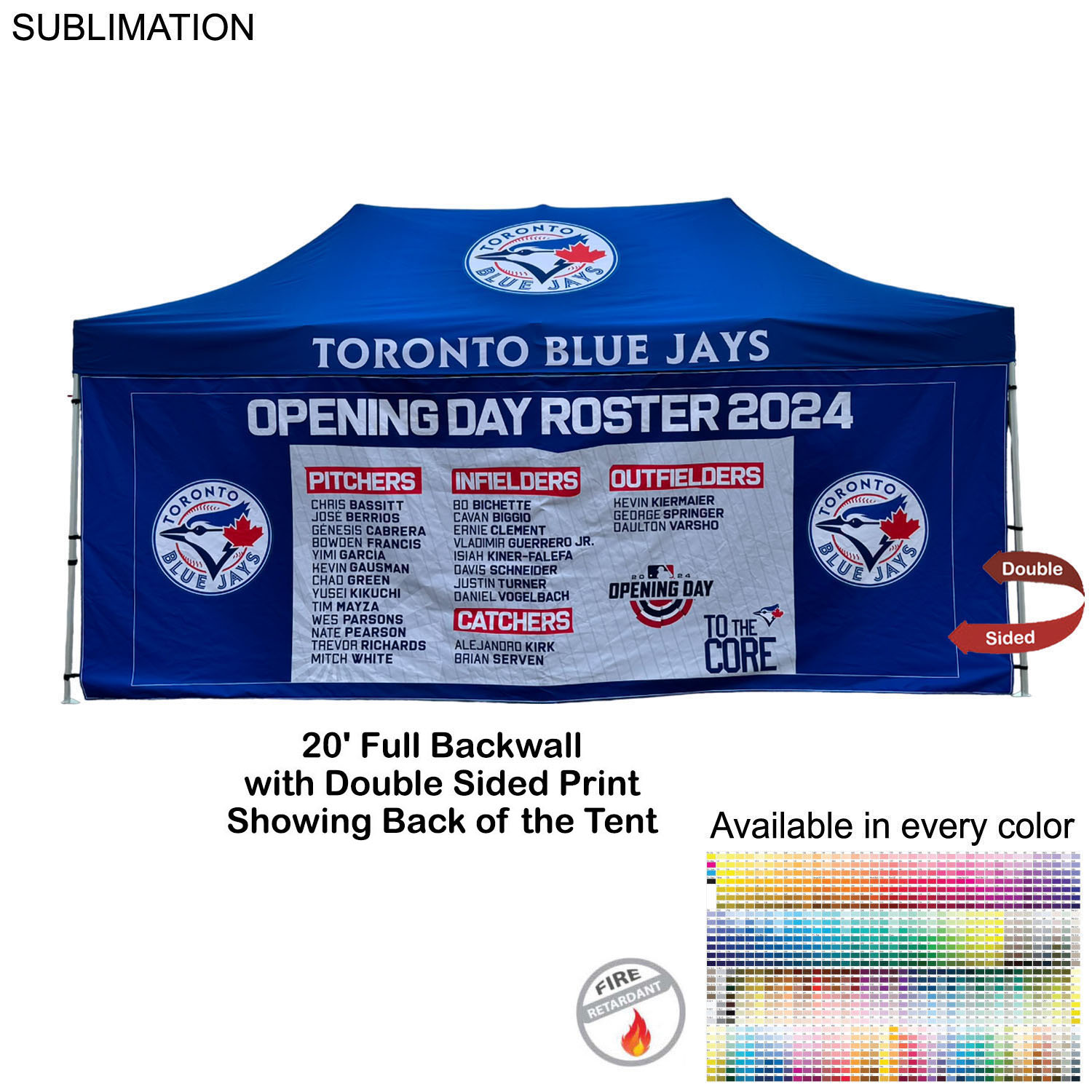 Full 20' Back Wall for 10x20 Tent Kit, Sublimated, Double Sided Print