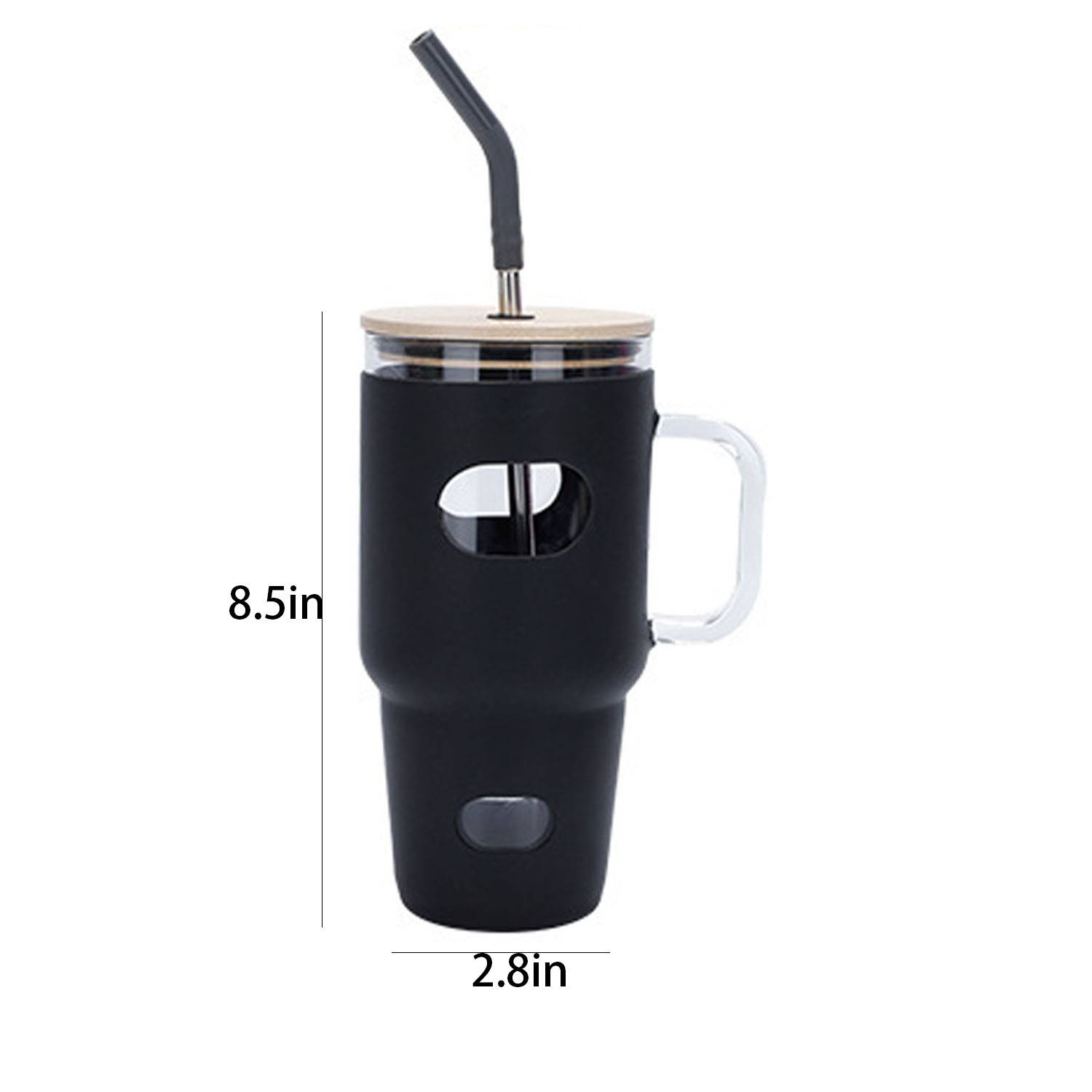 30oz Silicone Glass Straw Cup w/ Handle 9