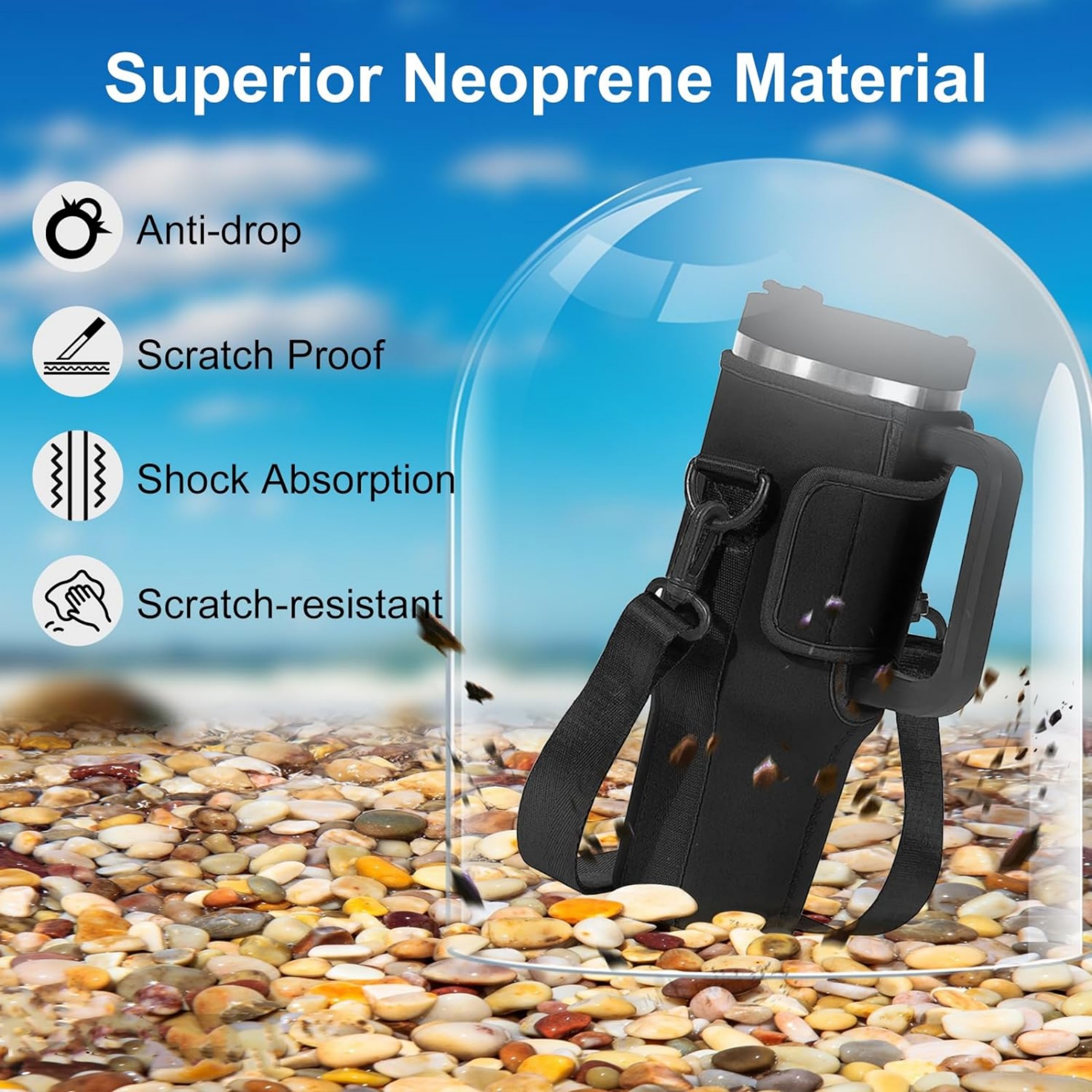 Neoprene Water Bottle Holder with Adjustable Shoulder Strap 10