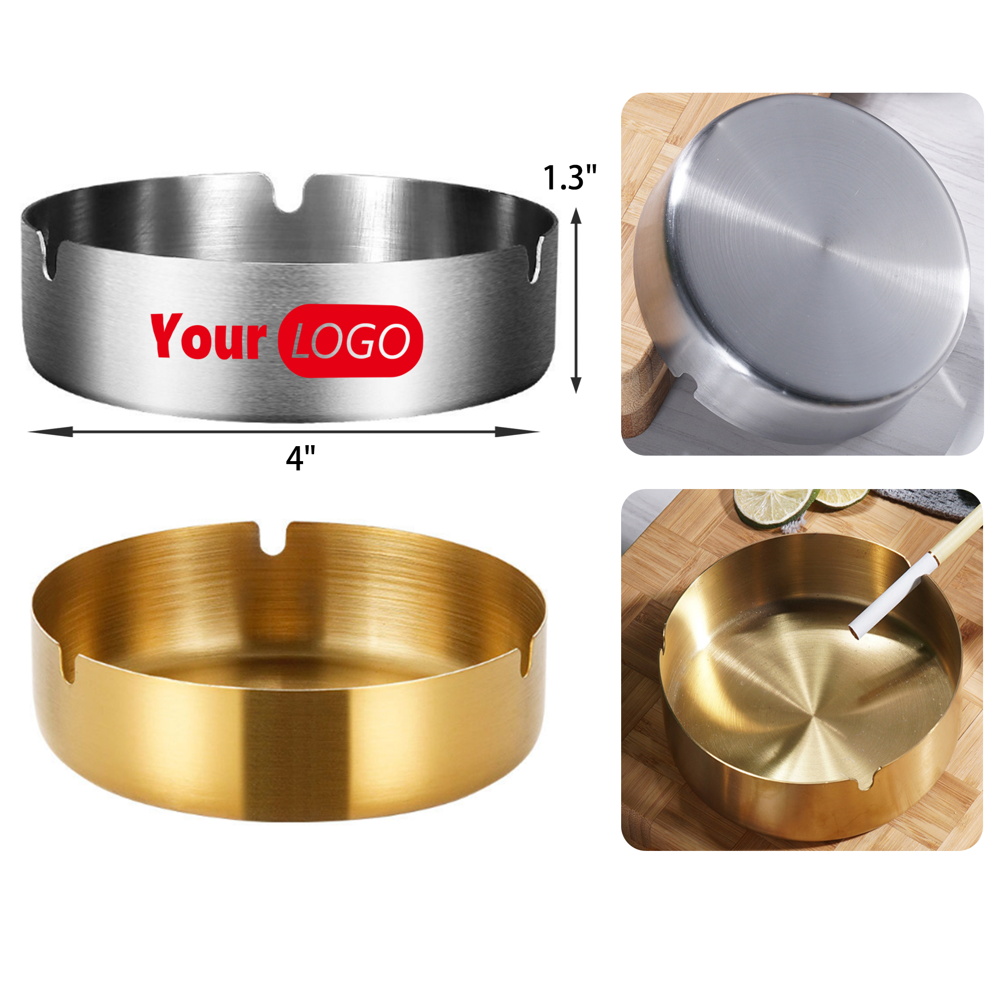 MOQ 50 PCS Sturdy Stainless Steel Ashtray 2