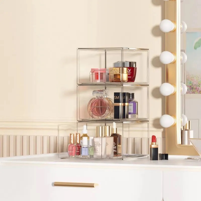 Stackable Cosmetic Clear Storage Drawers 3