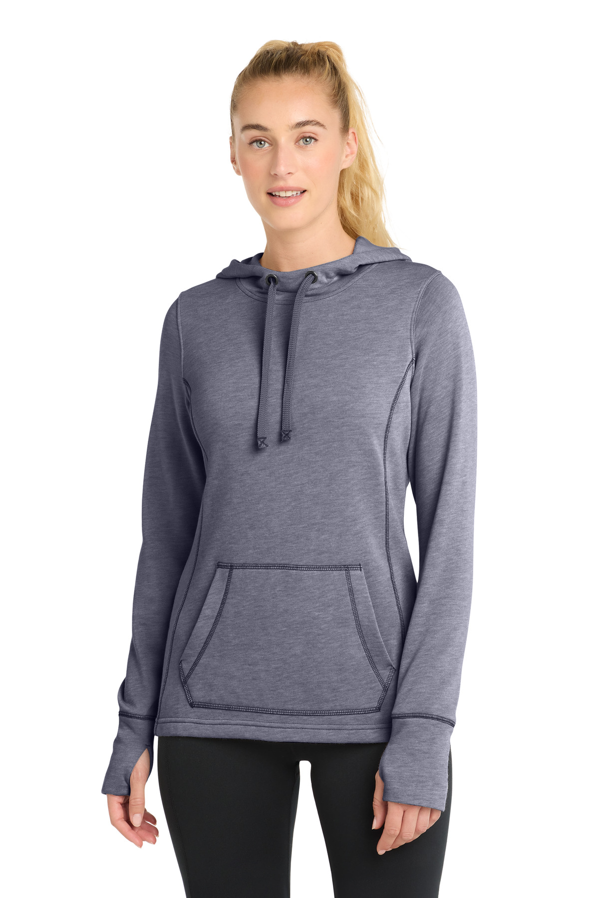 Sport-Tek Women's PosiCharge Tri-Blend Wicking Fleece Hooded Pullover. LST296, custom hoodie or sweatshirt with logo imprint 31
